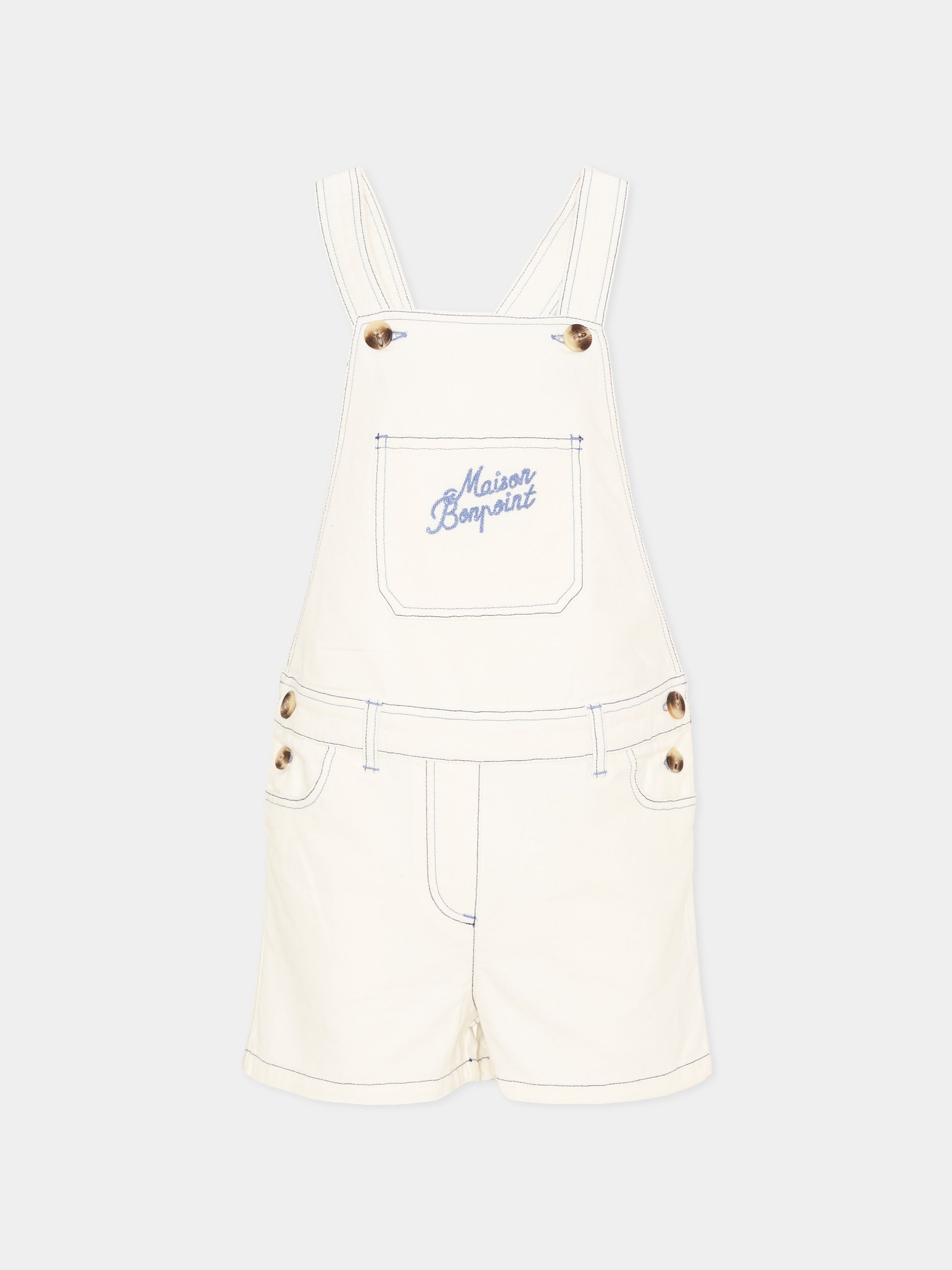 Salopette avorio per bambina con logo,Bonpoint,C06GOVW00001 003