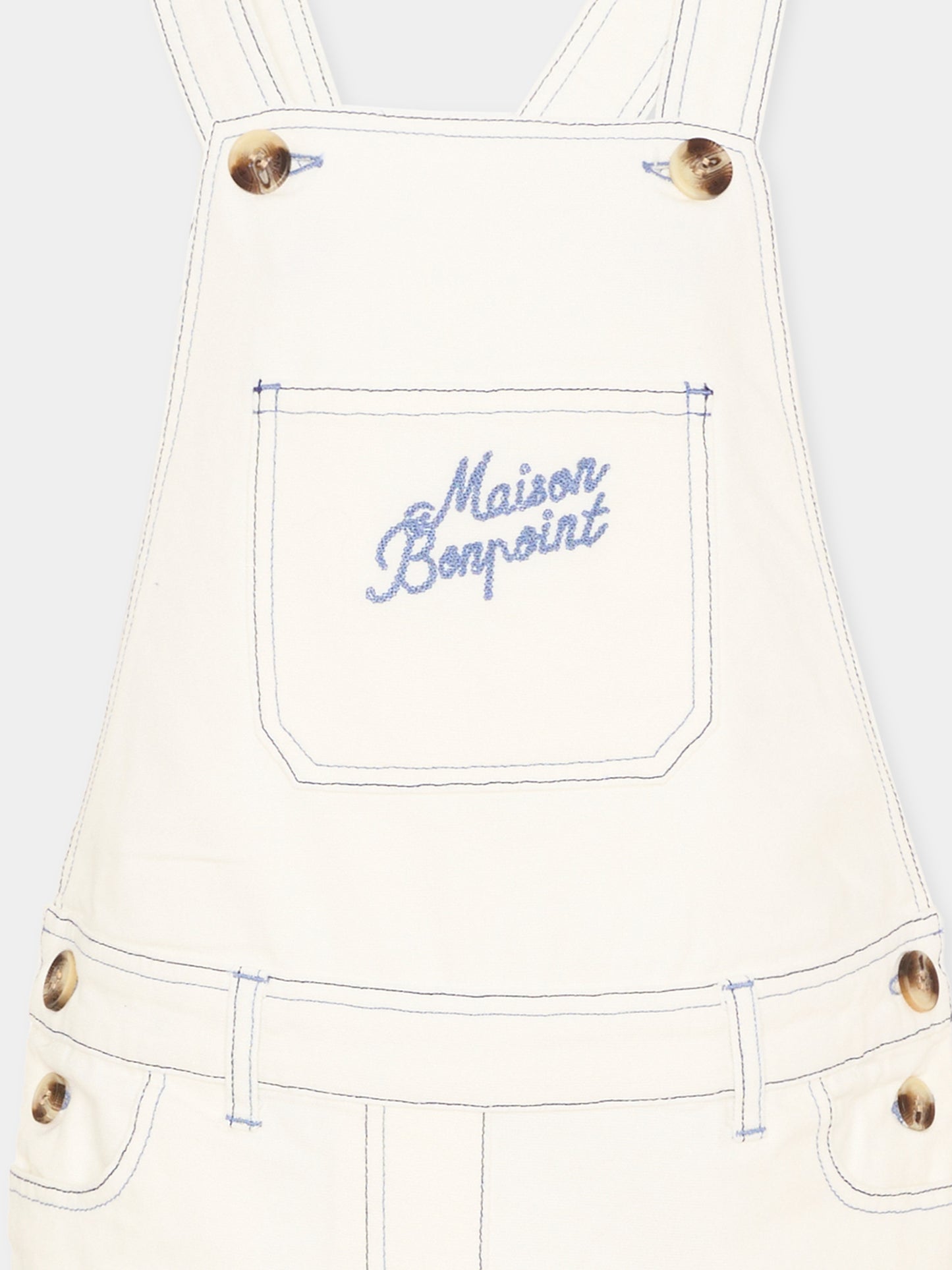 Salopette avorio per bambina con logo,Bonpoint,C06GOVW00001 003