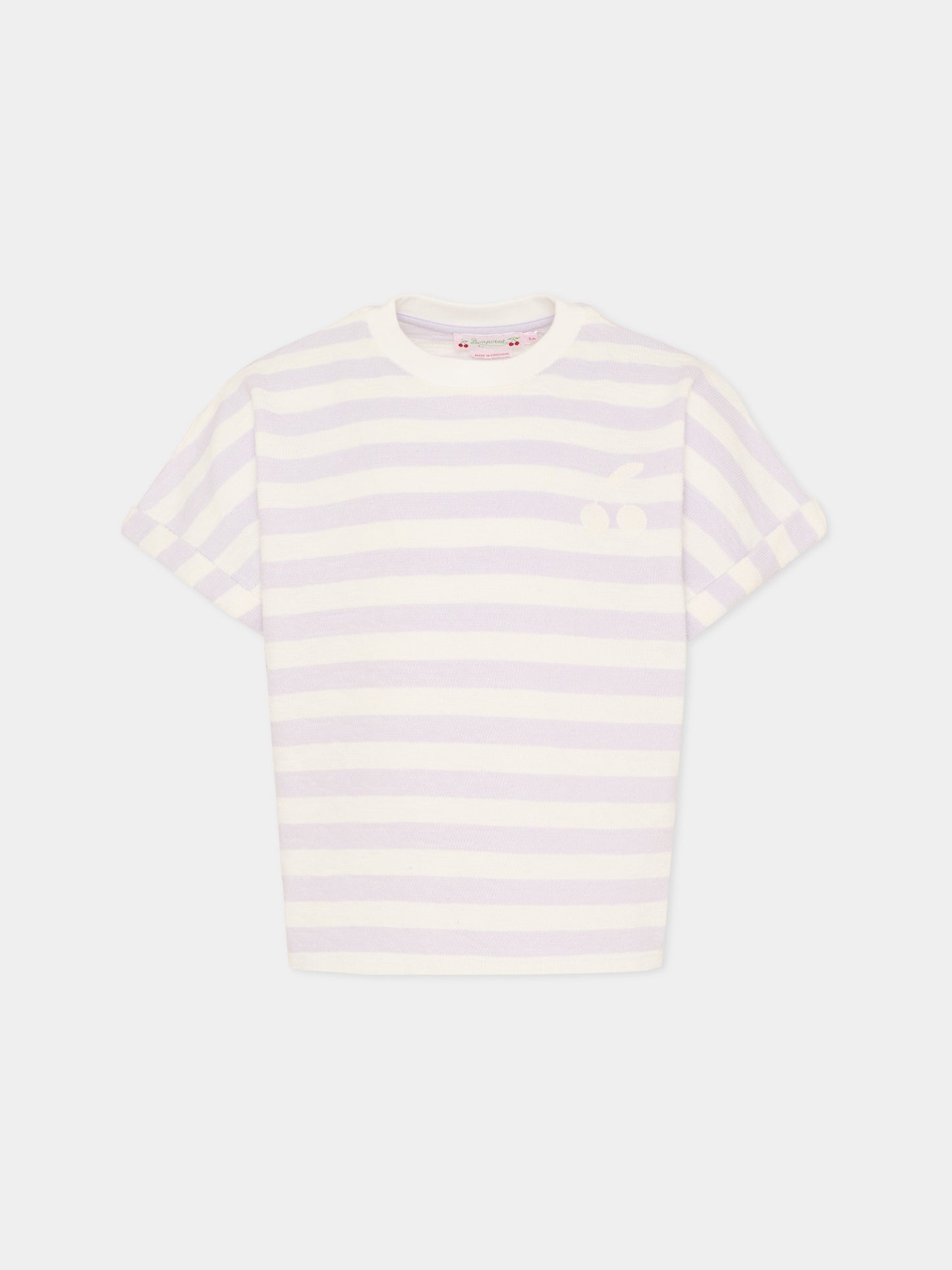 T-shirt lilla per bambina con ciliegie,Bonpoint,C06GTSK00001 257A
