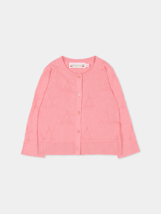 Cardigan rosa per neonata con ciliegie,Bonpoint,S06XCAK00003 028D