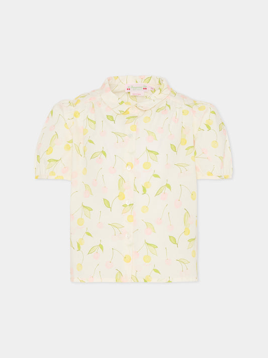 Camicia avorio per bambina con ciliegie,Bonpoint,S06GBLW00025 625