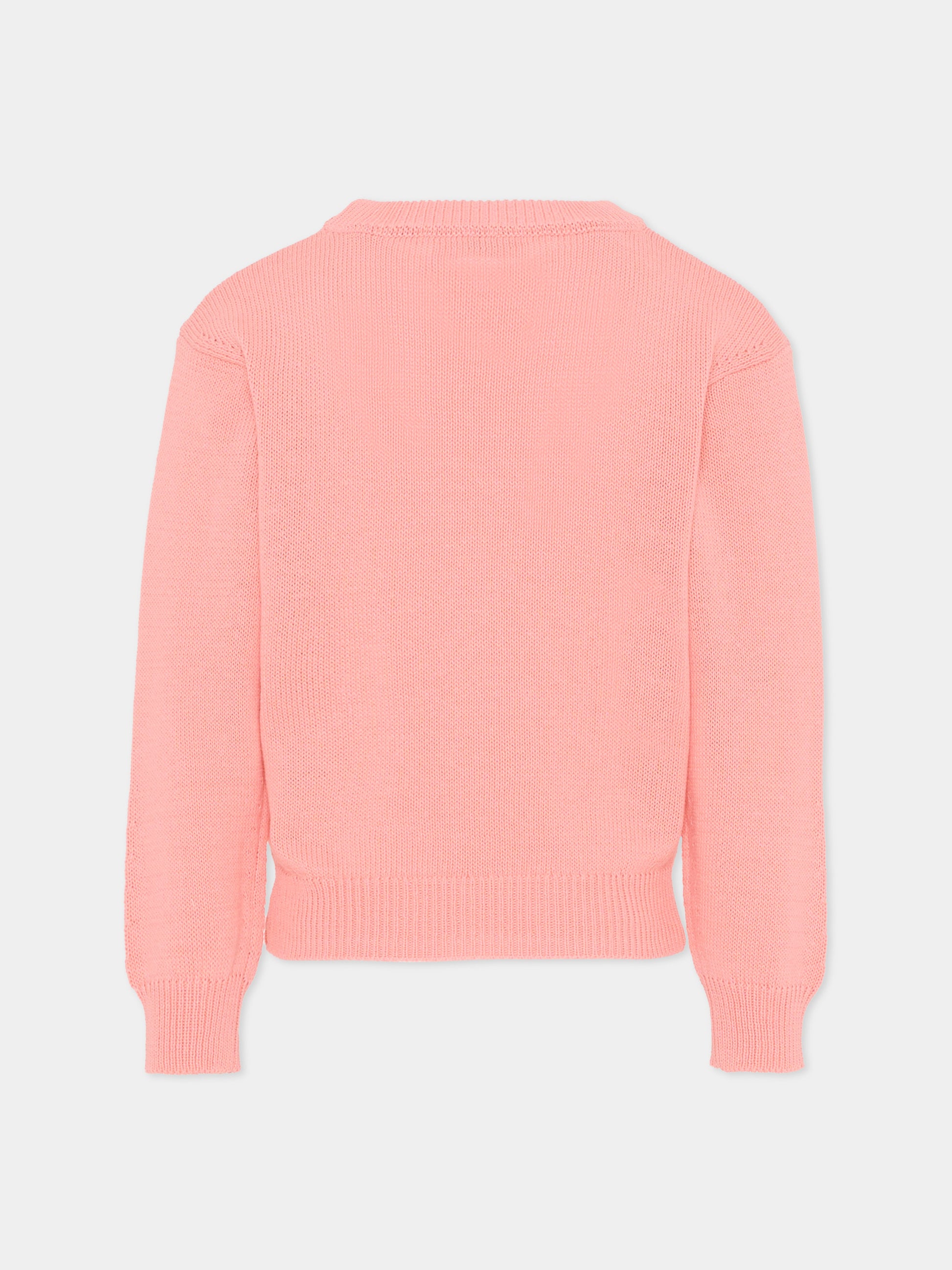 Maglione rosa per bambina con ciliegie,Bonpoint,S06GJUK00001 028D