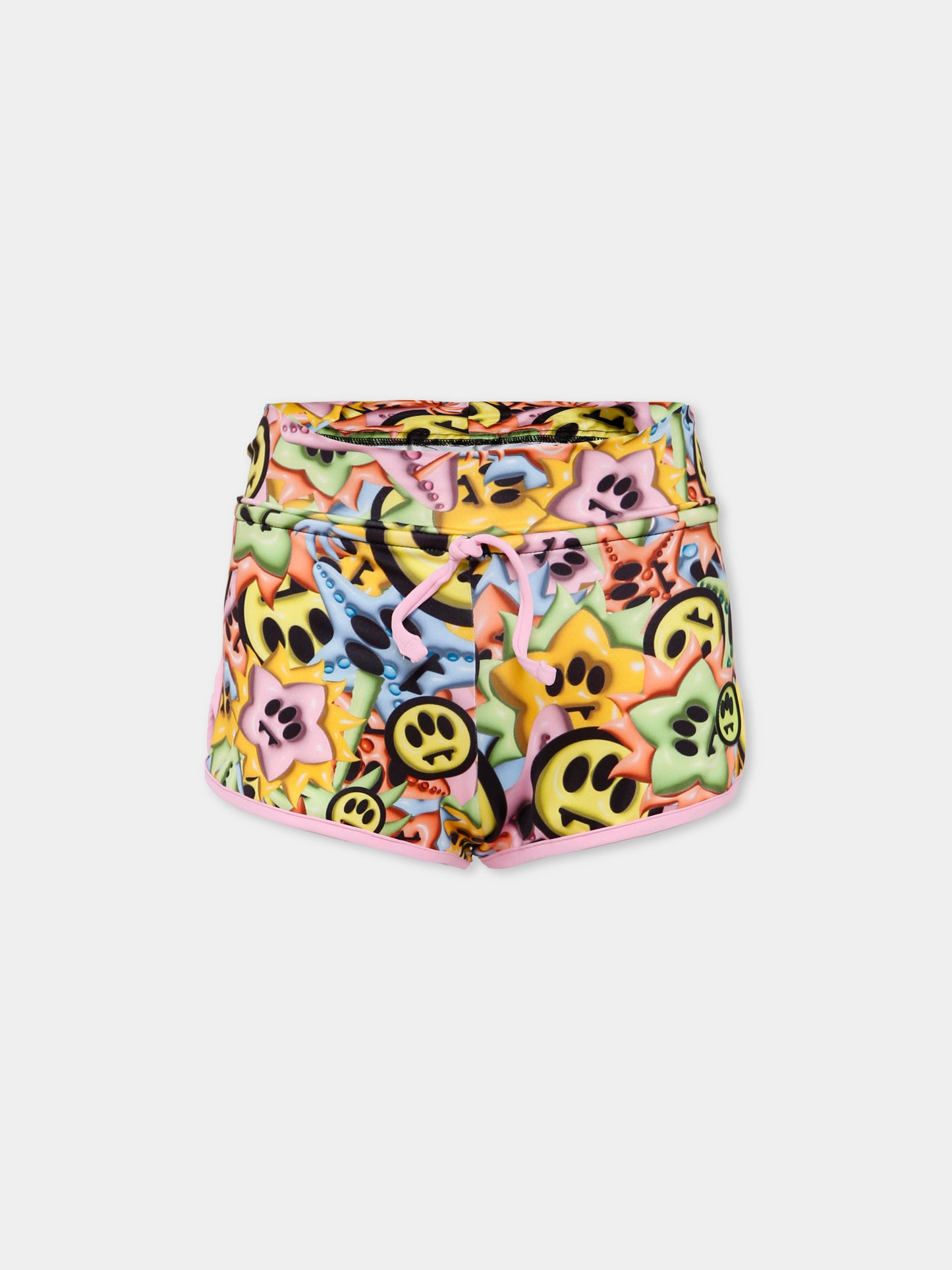 Shorts multicolor per bambina con smile all over,Barrow,S5BKJGSH190