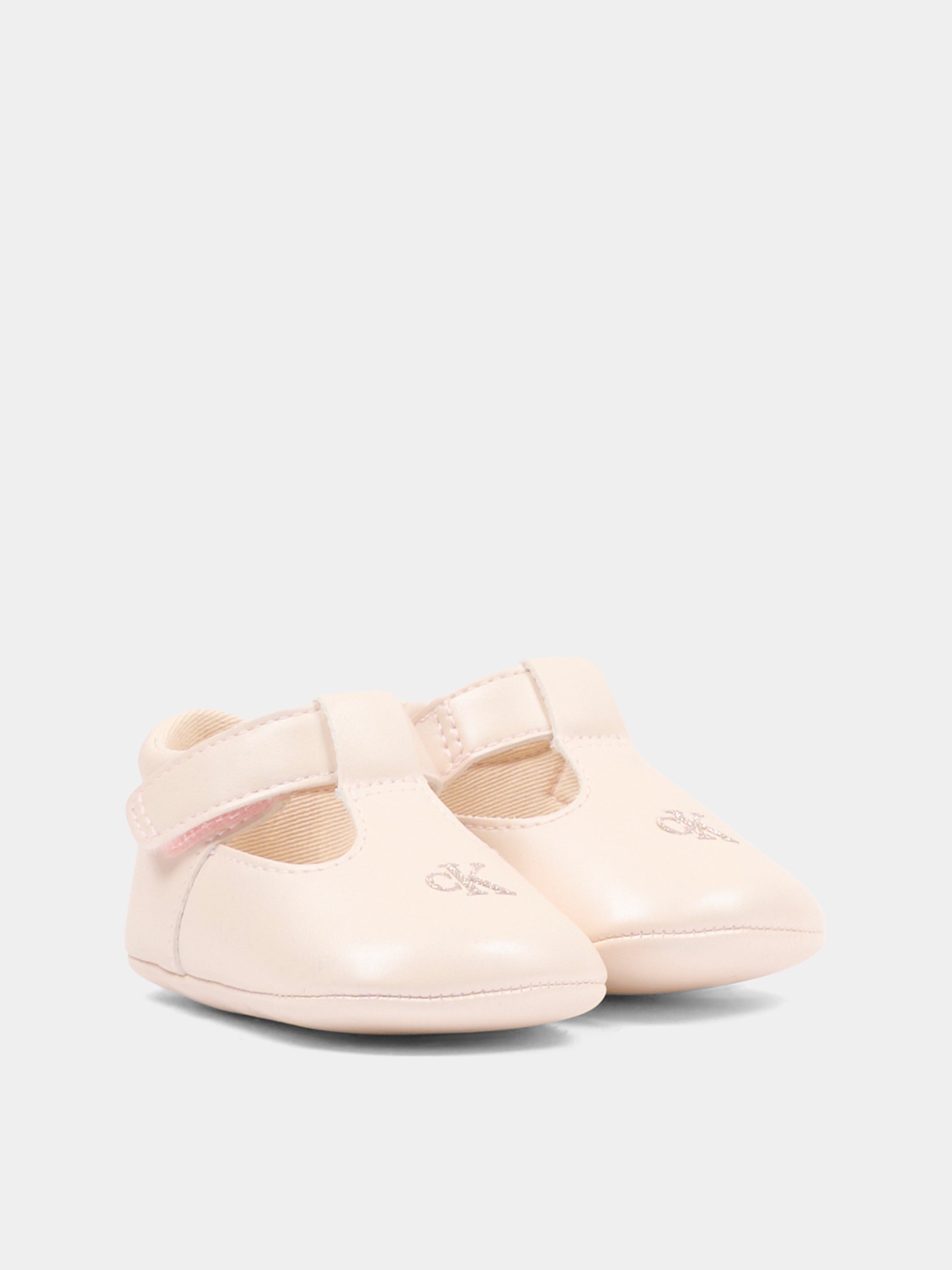 Ballerine rosa per neonata con logo in lurex,Calvin Klein Kids,V0A3 83200 1904302