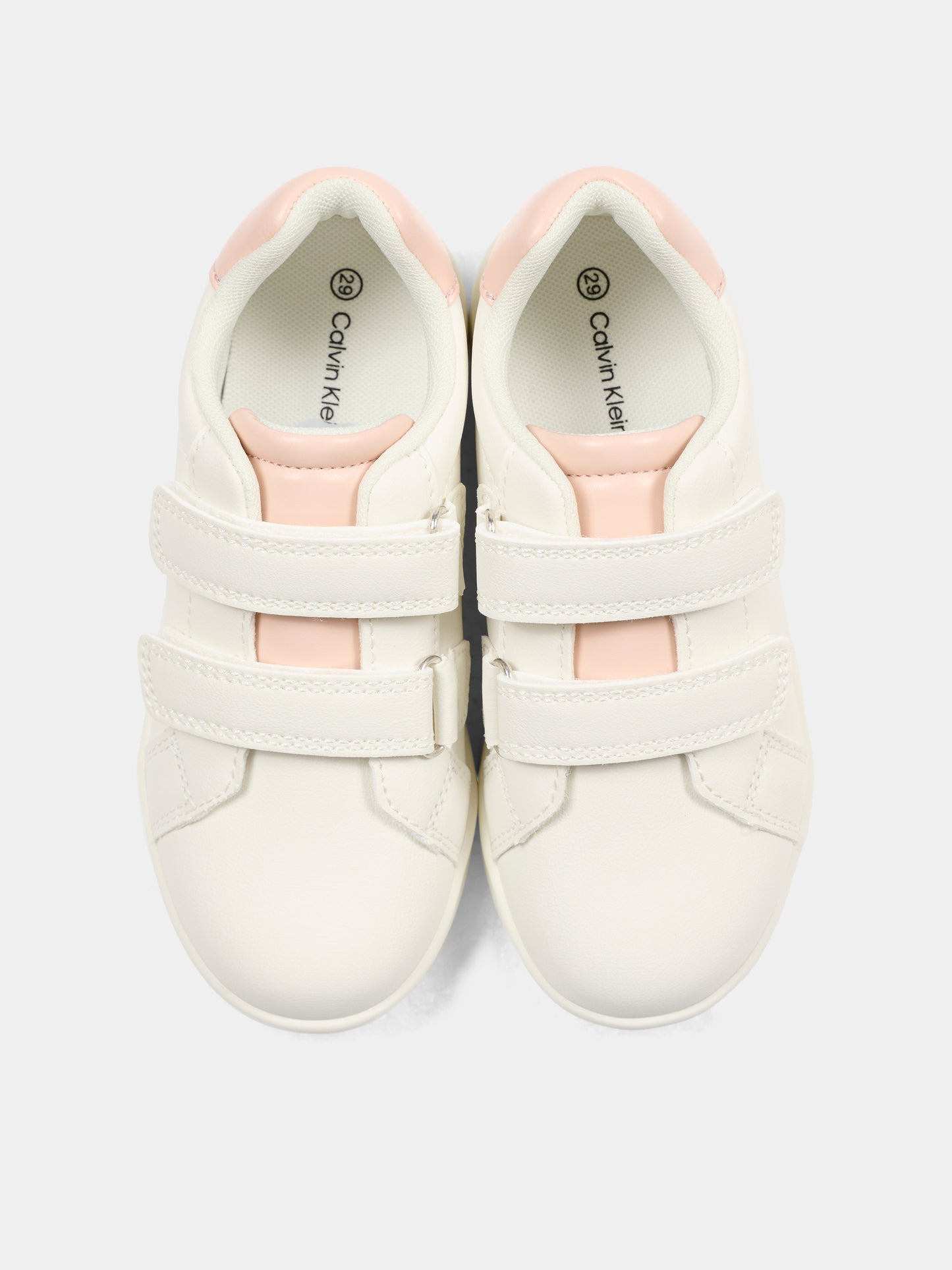 Sneakers bianche per neonata e bambina con logo rosa,Calvin Klein Kids,V1A9 83206 1355A708