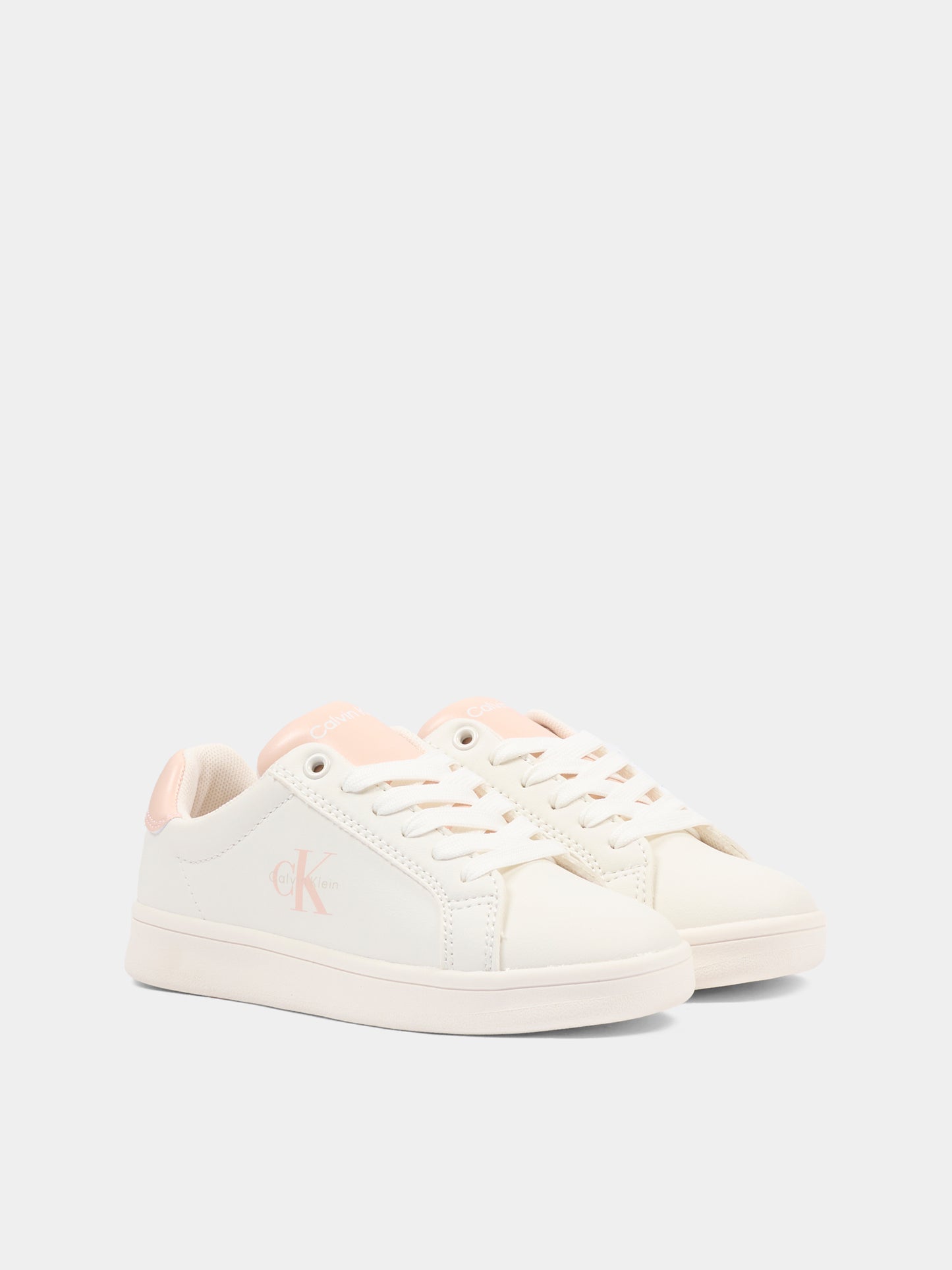 Sneakers bianche per bambina con logo rosa,Calvin Klein Kids,V3A9 83212 1355A708