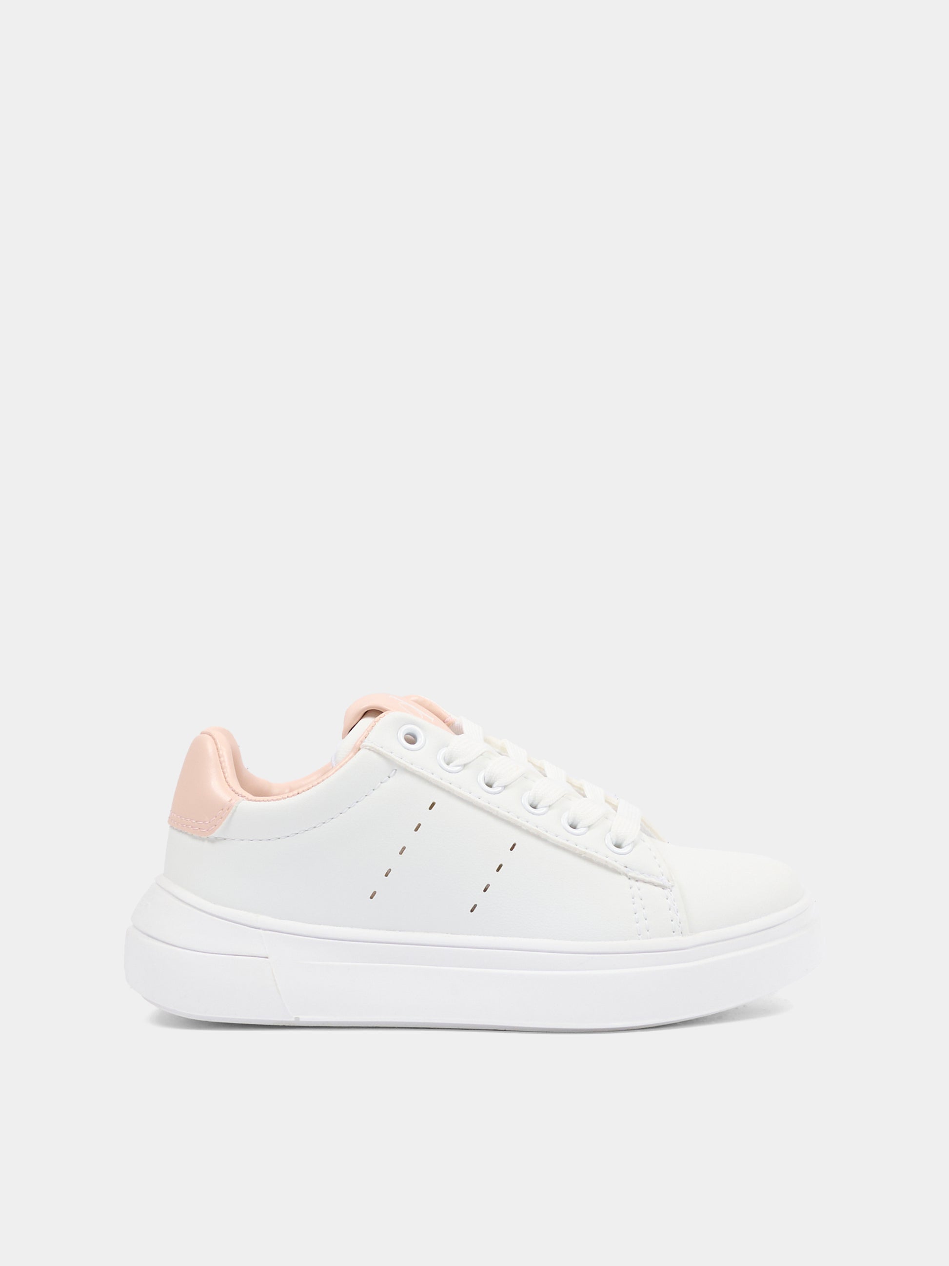 Sneakers bianche per bambina con dettaglio rosa,Calvin Klein Kids,V3A9 83221 1355A953
