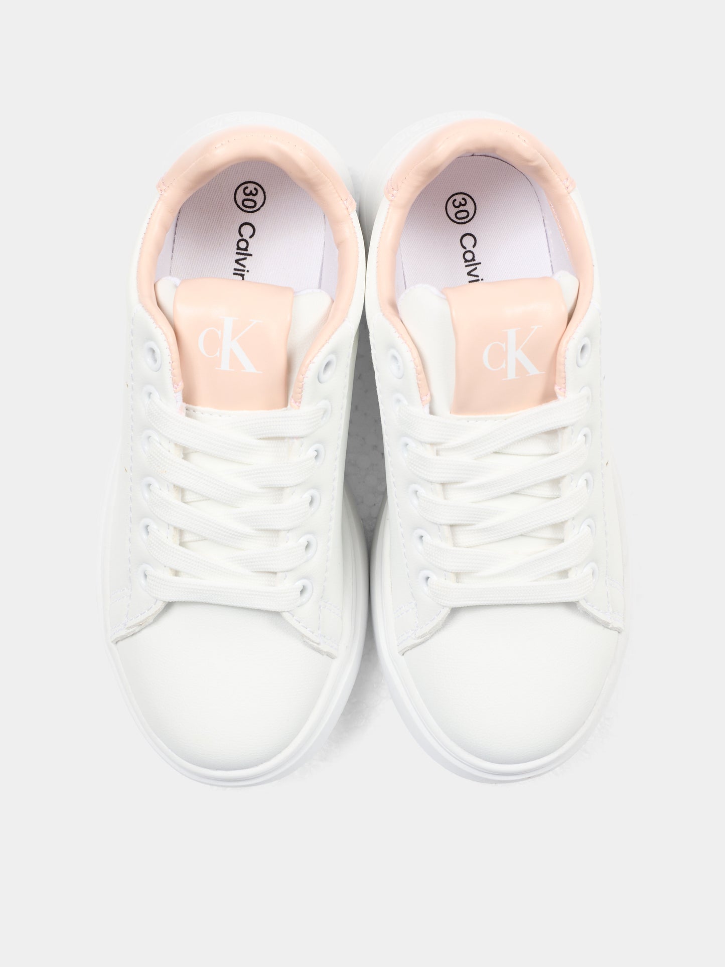 Sneakers bianche per bambina con dettaglio rosa,Calvin Klein Kids,V3A9 83221 1355A953