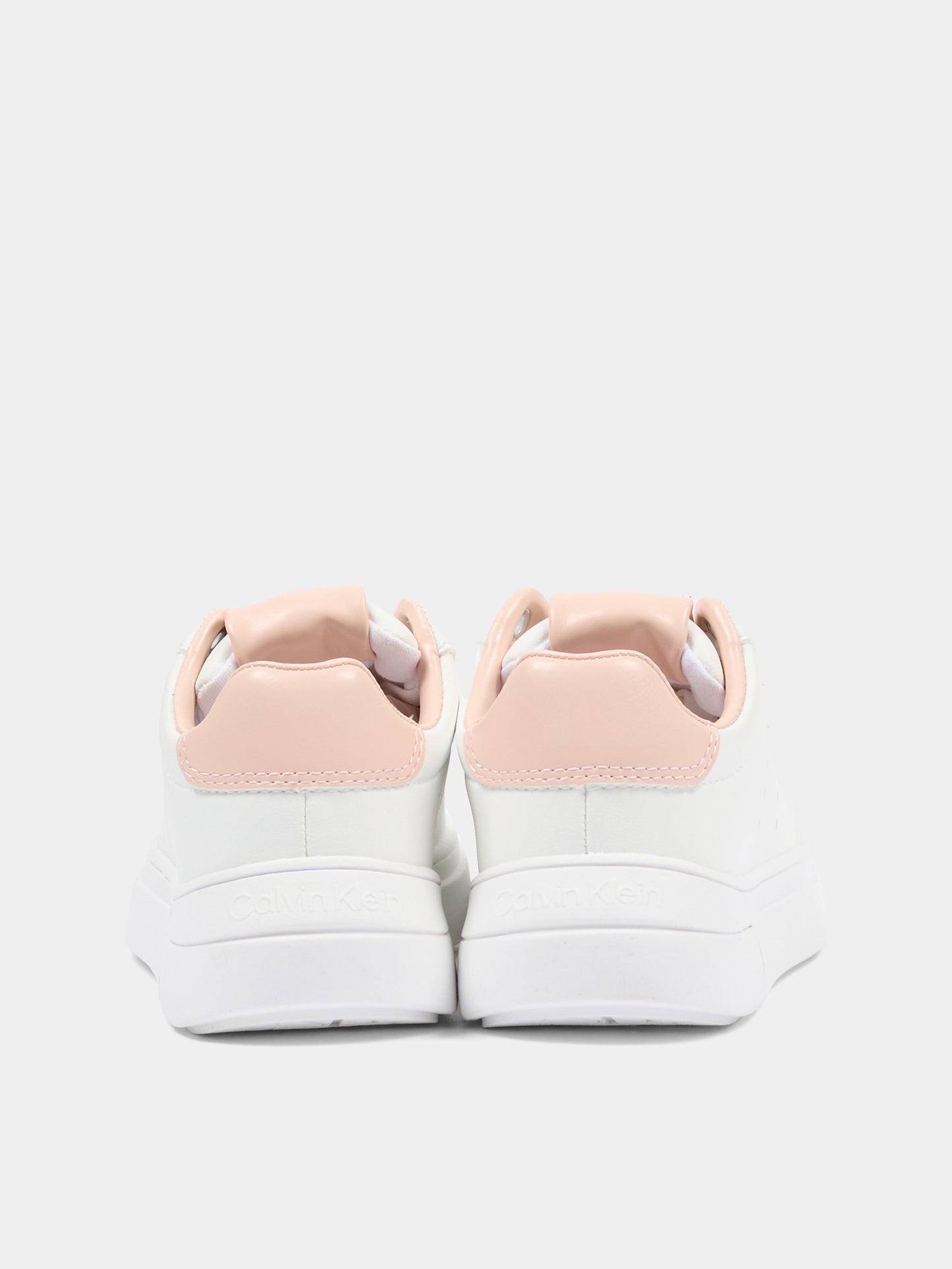 Sneakers bianche per bambina con dettaglio rosa,Calvin Klein Kids,V3A9 83221 1355A953