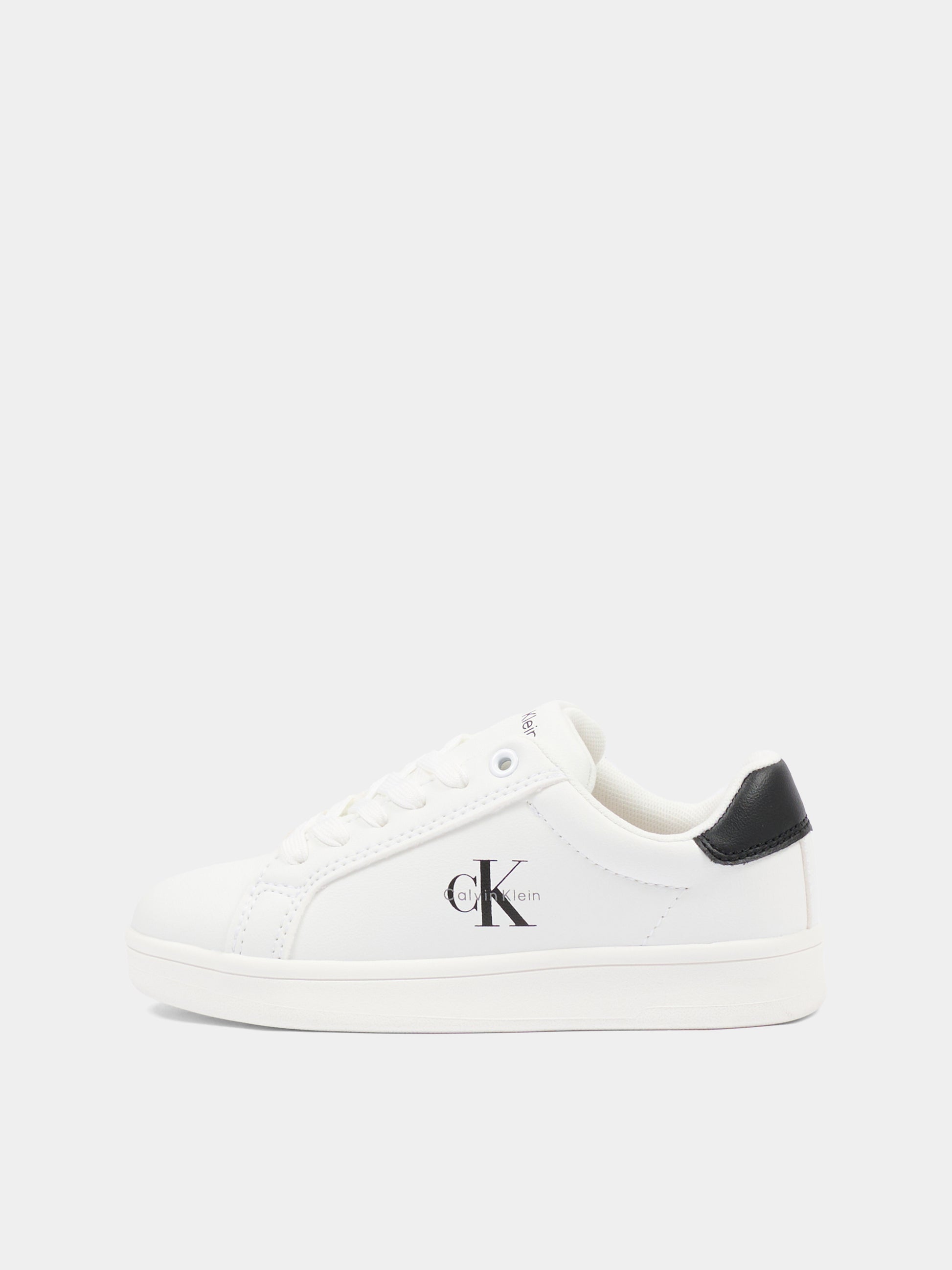 Sneakers bianche per bambino con logo nero,Calvin Klein Kids,V3X9 83284 1355X002