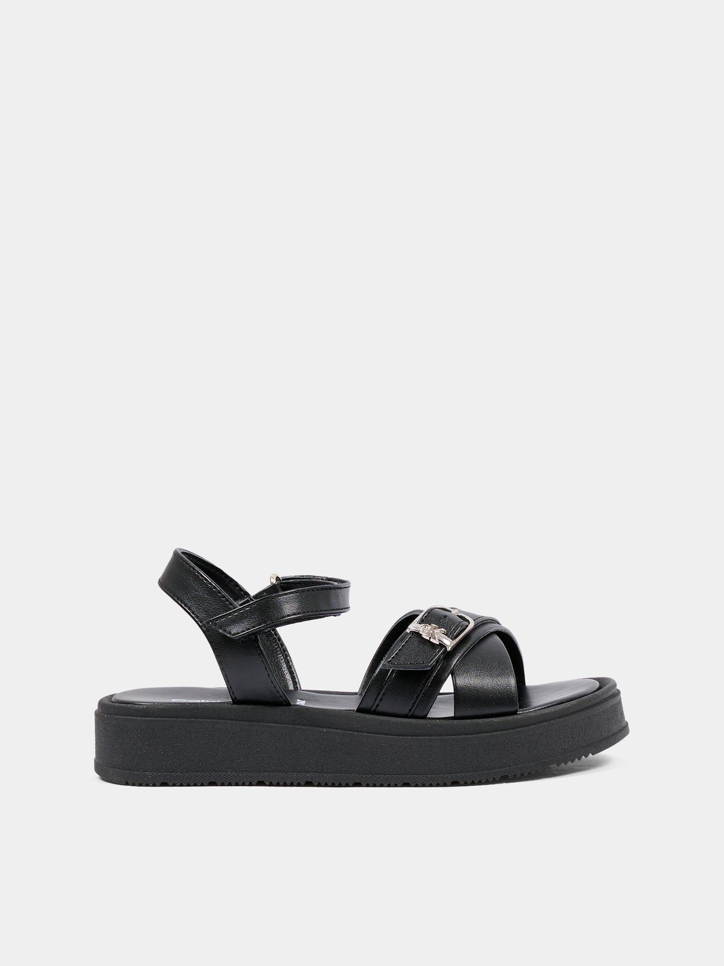 Sandali neri per bambina con logo,Calvin Klein Kids,V4A2 83260 0326999