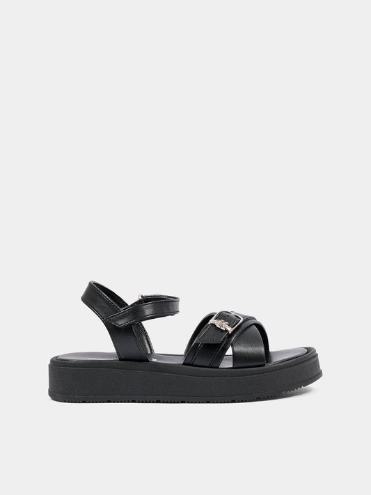 Sandali neri per bambina con logo,Calvin Klein Kids,V4A2 83260 0326999