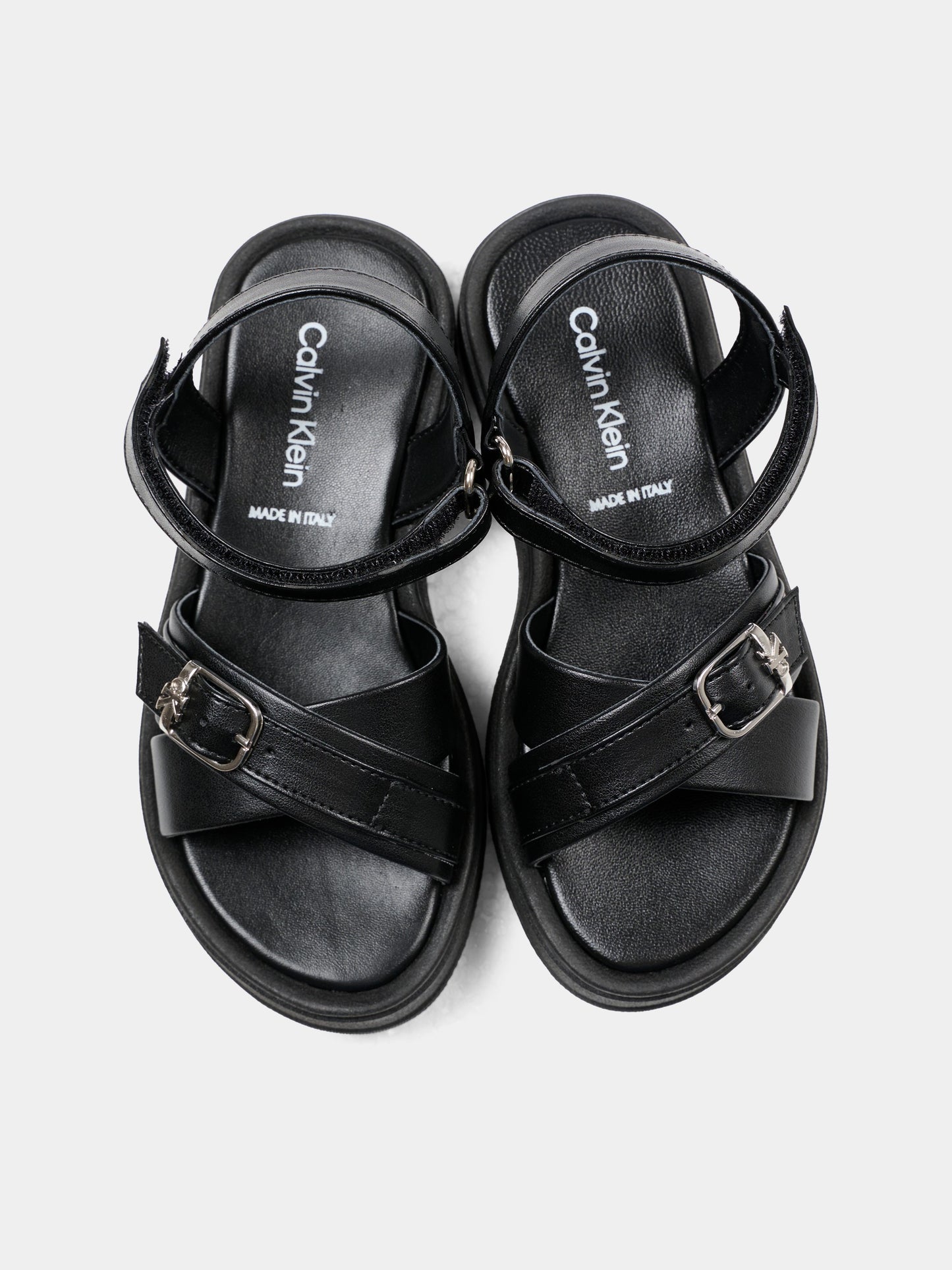 Sandali neri per bambina con logo,Calvin Klein Kids,V4A2 83260 0326999