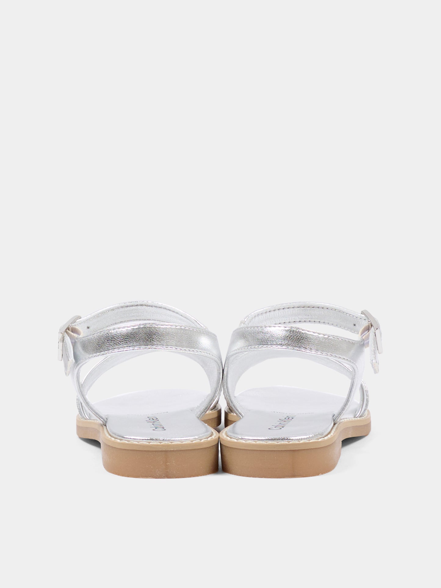 Sandali argento per bambina con logo,Calvin Klein Kids,V4A2 83355 0504904