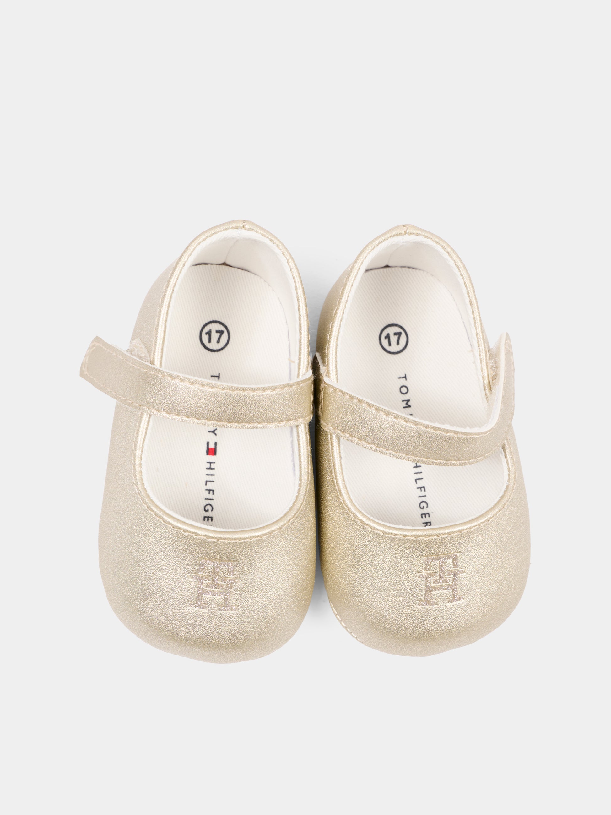 Ballerine oro per neonata con logo,Tommy Hilfiger Junior,T0A3 34220 0995514