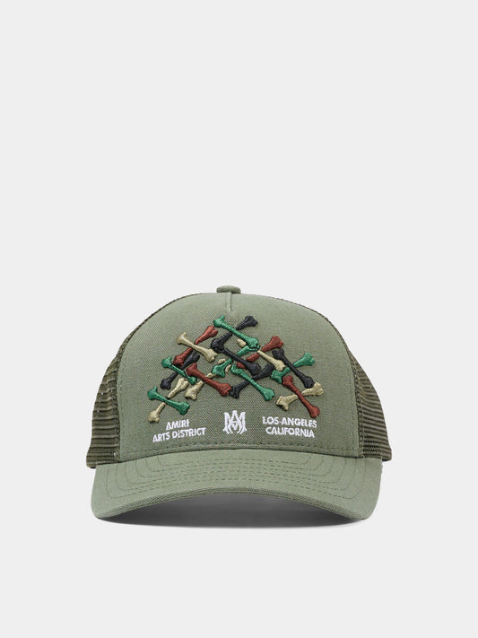 Cappello con visiera verde per bambini con ricamo,Amiri,ACSAHE1001 DARK SAGE