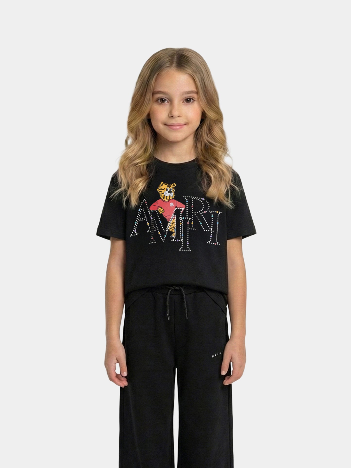 T-Shirt nera per bambini con stampa tigre