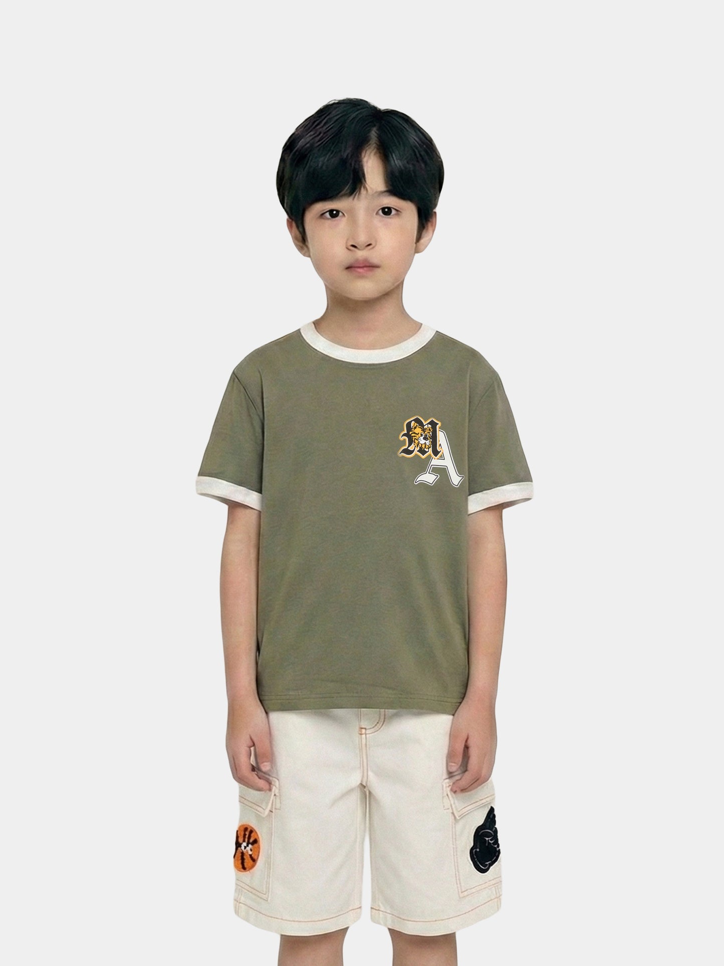 T-Shirt verde per bambini con stampa