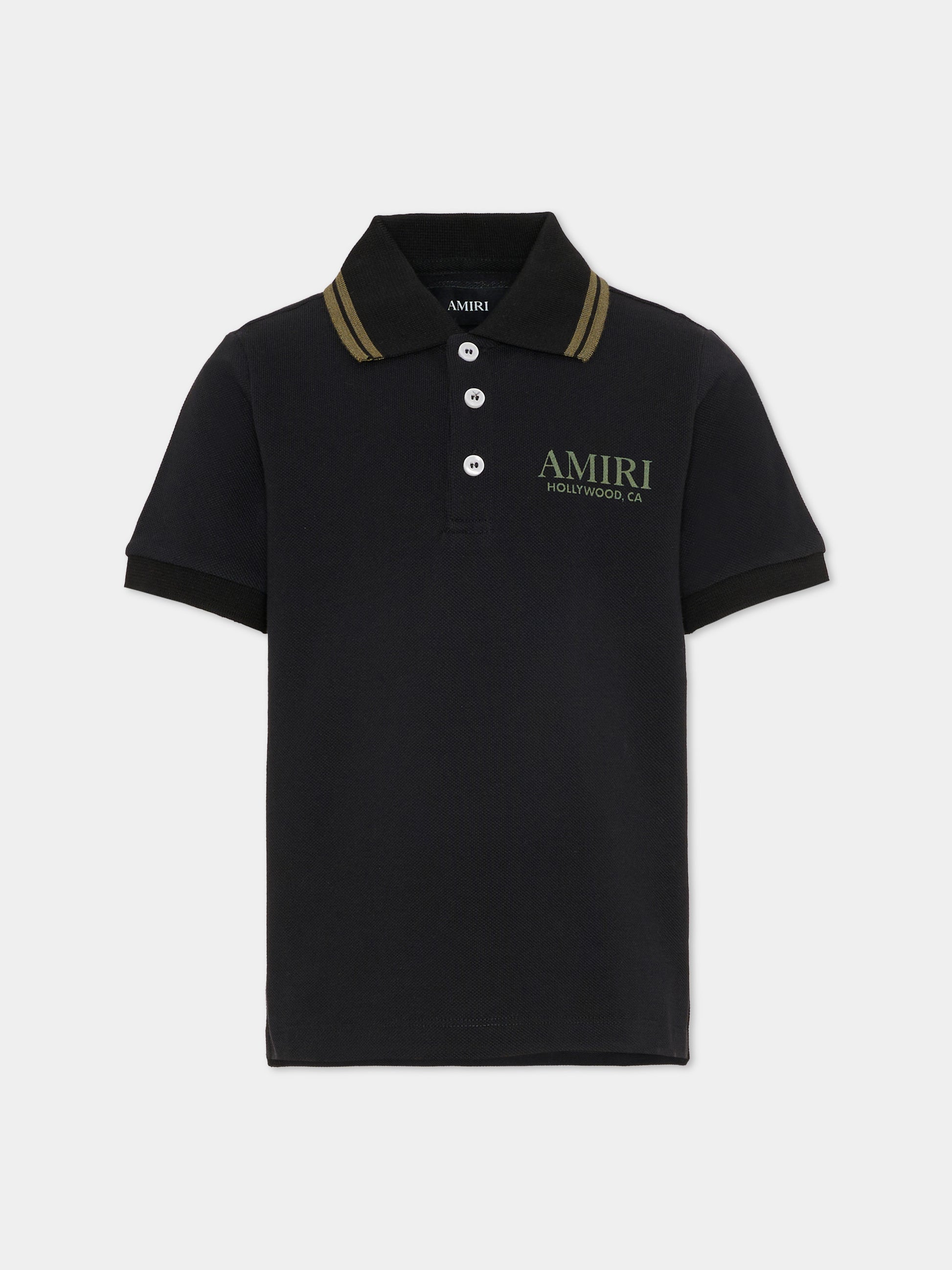 Polo nera per bambini con stampa,Amiri,ACTOJR1007 BLACK