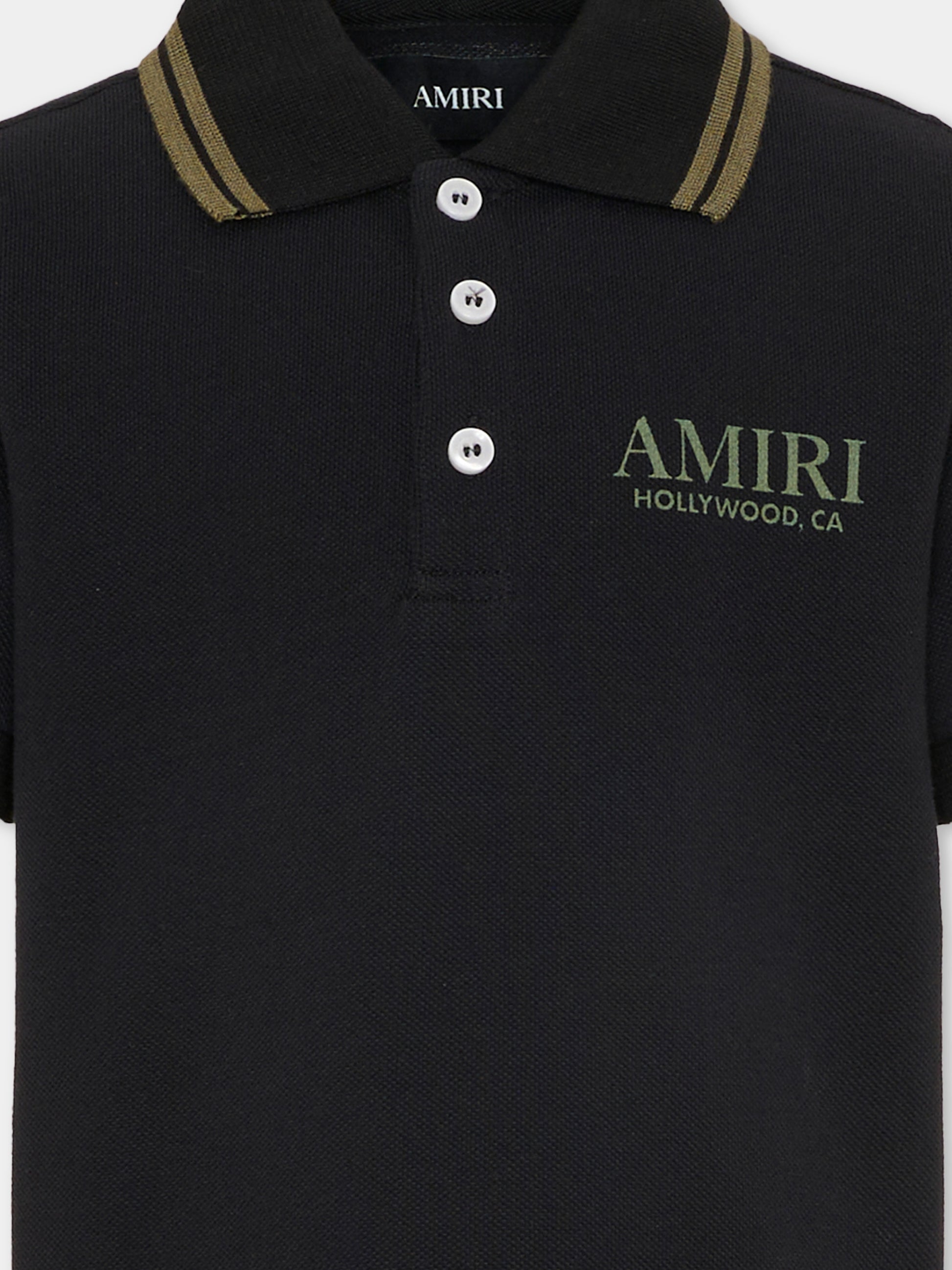 Polo nera per bambini con stampa,Amiri,ACTOJR1007 BLACK