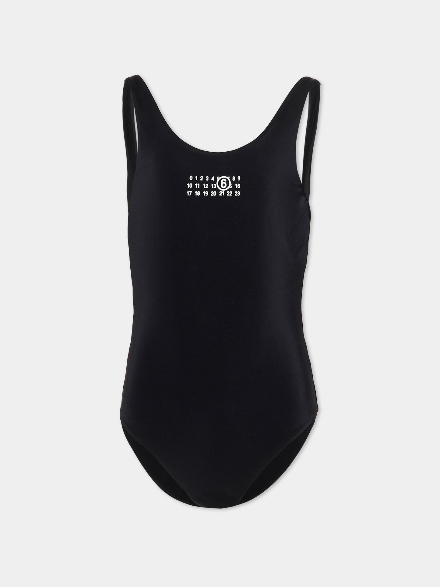 Costume intero nero per bambina logo,Mm6 Maison Margiela,M60568 MM00P M6900