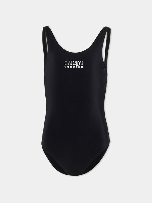 Costume intero nero per bambina logo,Mm6 Maison Margiela,M60568 MM00P M6900