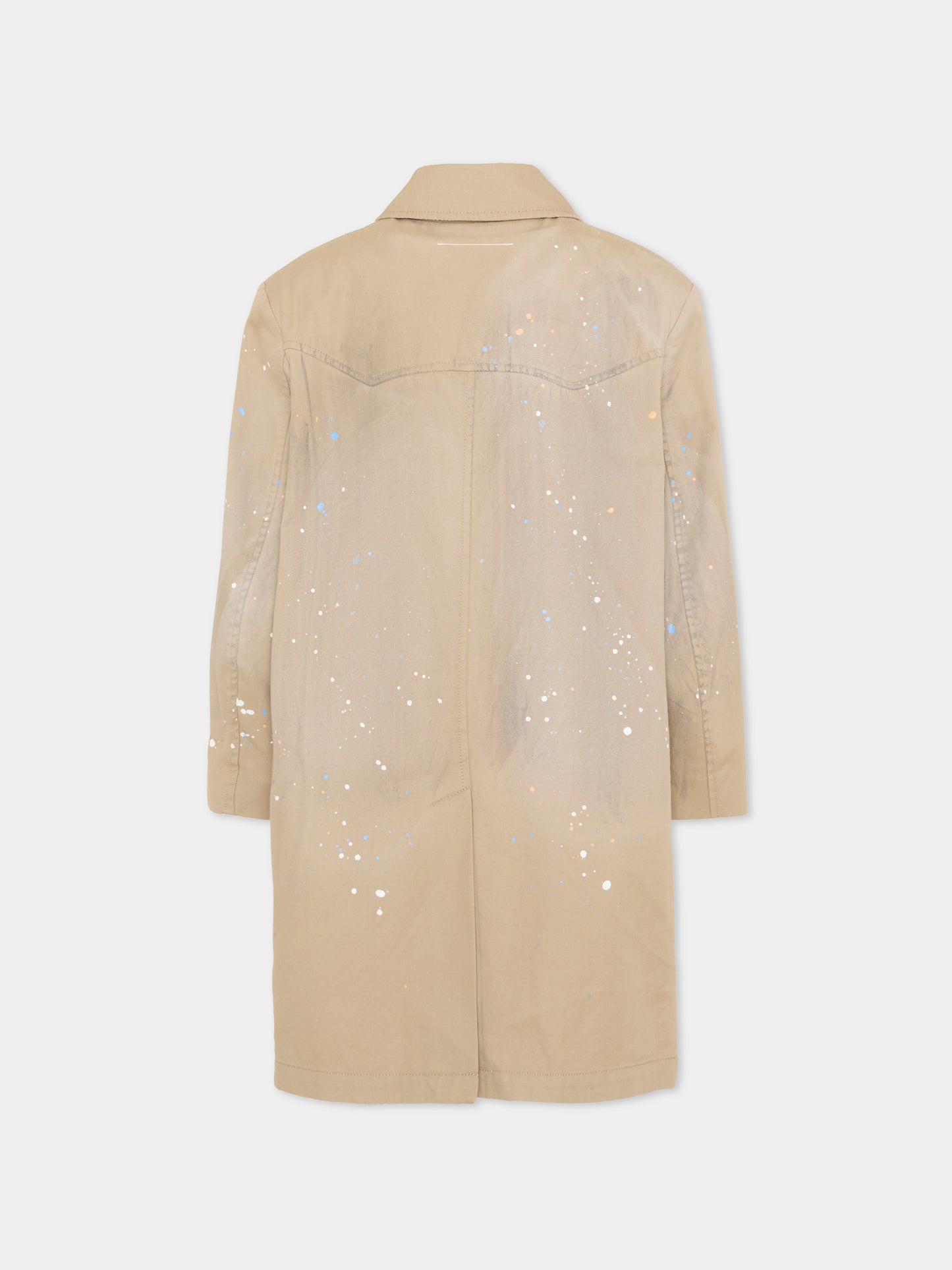 Trench beige per bambini con logo numerico,Mm6 Maison Margiela,M60928 MM07B M6709