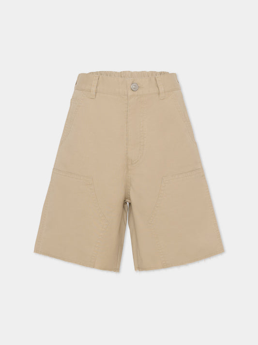 Shorts beige per bambini con logo,Mm6 Maison Margiela,M60966 MM07D M6709