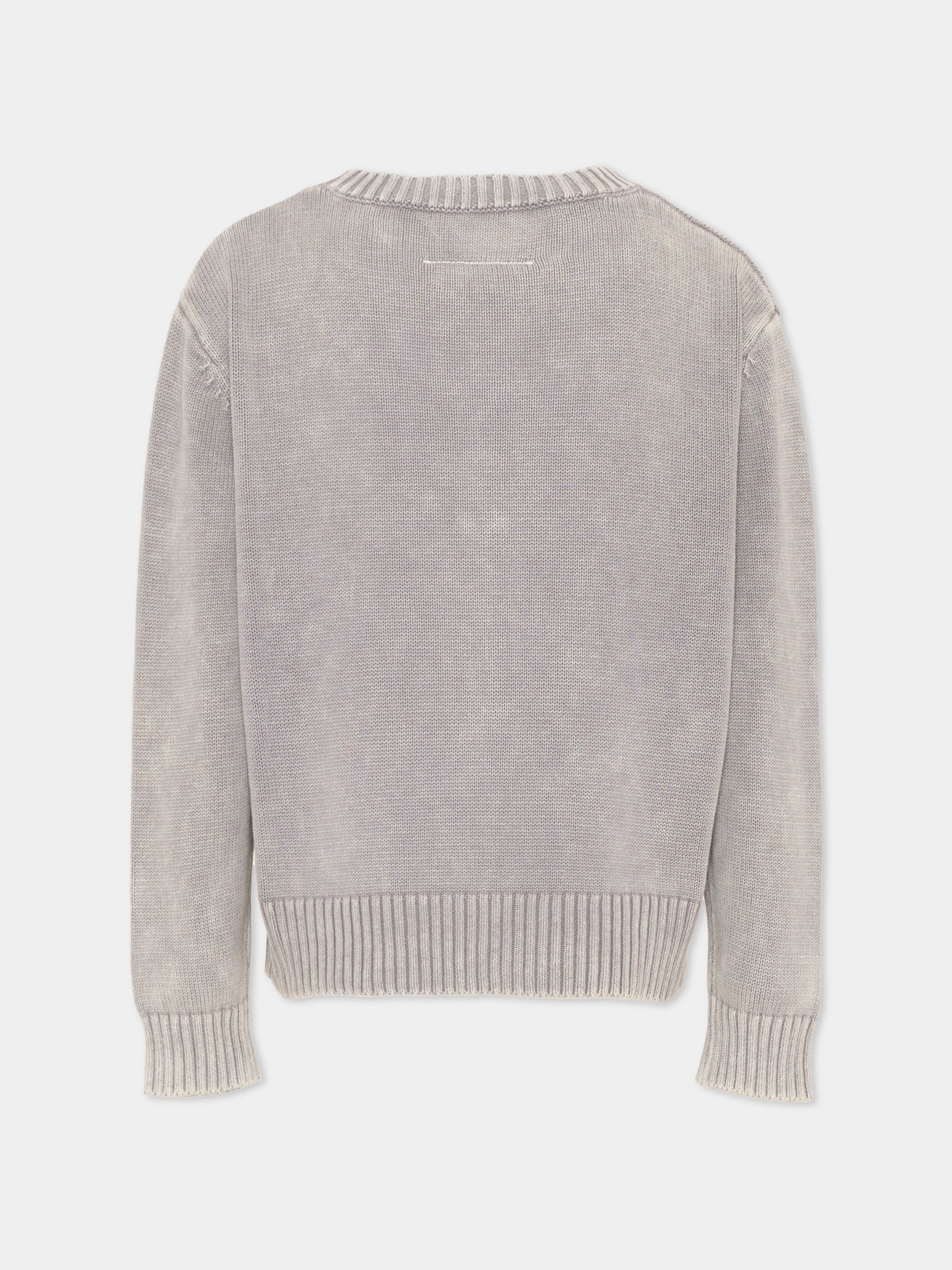 Maglione grigio per bambini con numeri,Mm6 Maison Margiela,M61027 MM07W M6907