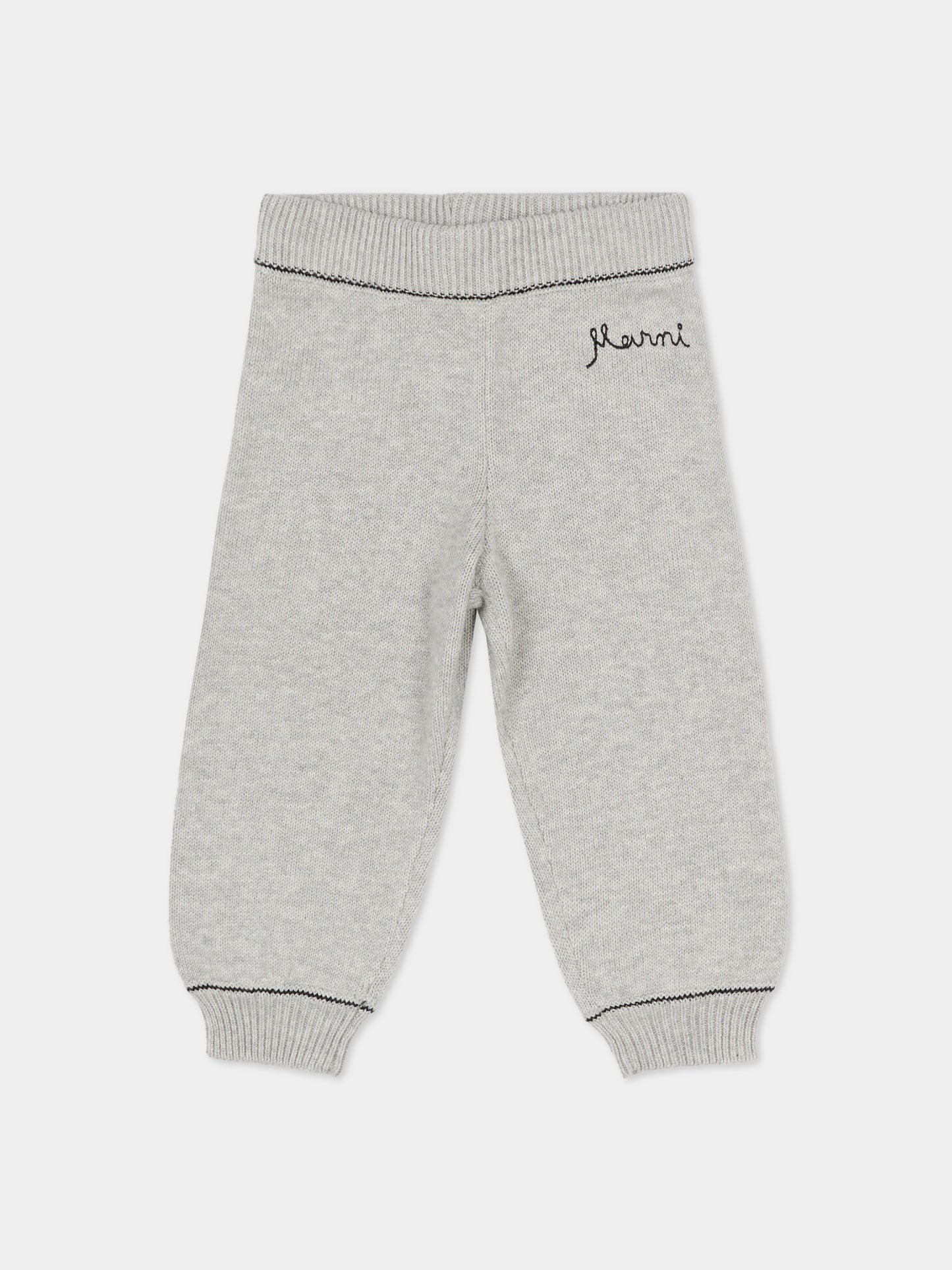 Pantaloni grigi per neonata con logo ricamato,Marni Kids,M00994 M00X8 0M903