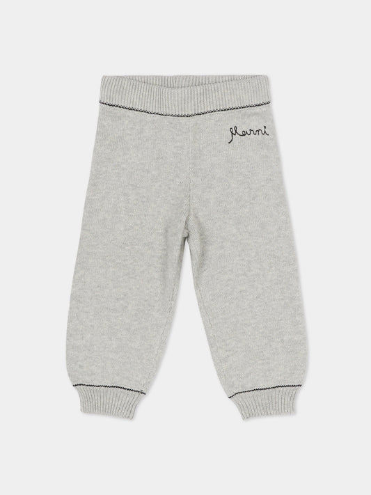Pantaloni grigi per neonata con logo ricamato,Marni Kids,M00994 M00X8 0M903