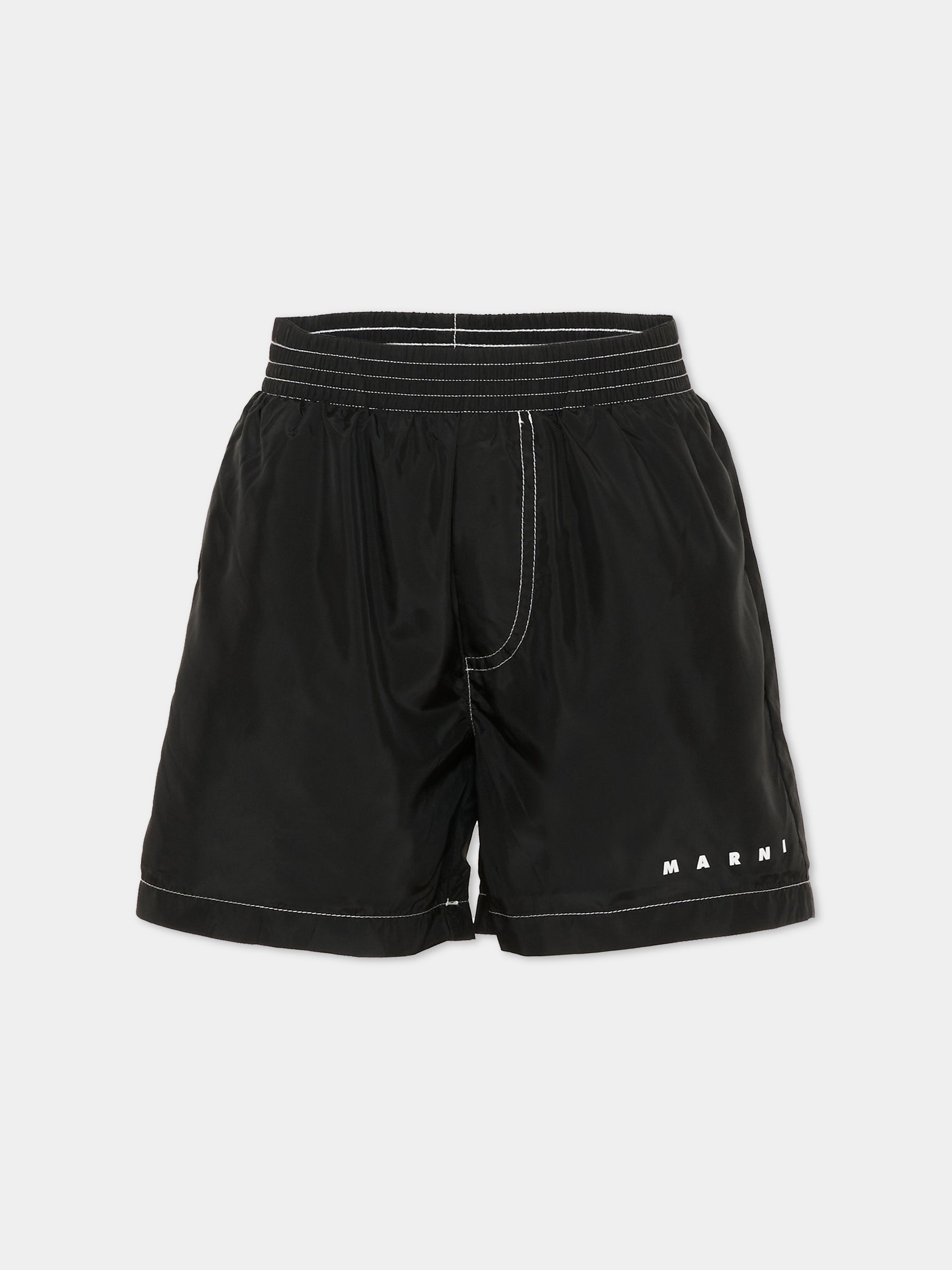 Boxer mare nero per bambino con logo,Marni Kids,M01718 M00SD 0M900