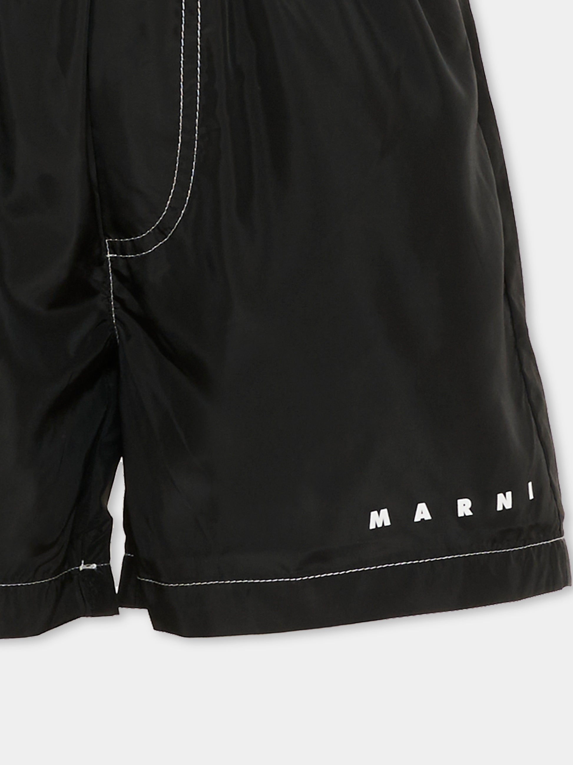 Boxer mare nero per bambino con logo,Marni Kids,M01718 M00SD 0M900