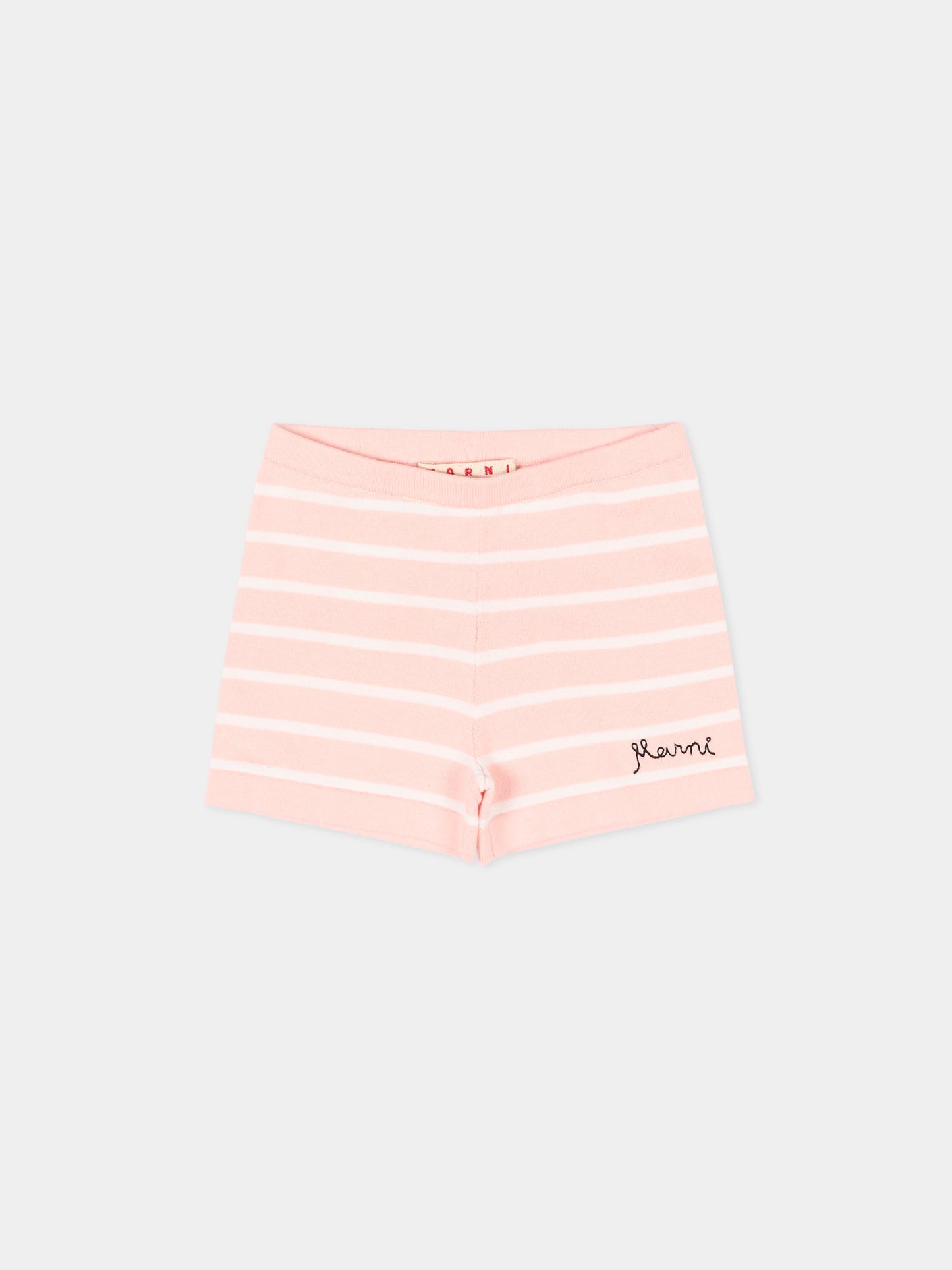 Shorts rosa per neonata a righe con logo,Marni Kids,M01722 M00X6 0M351