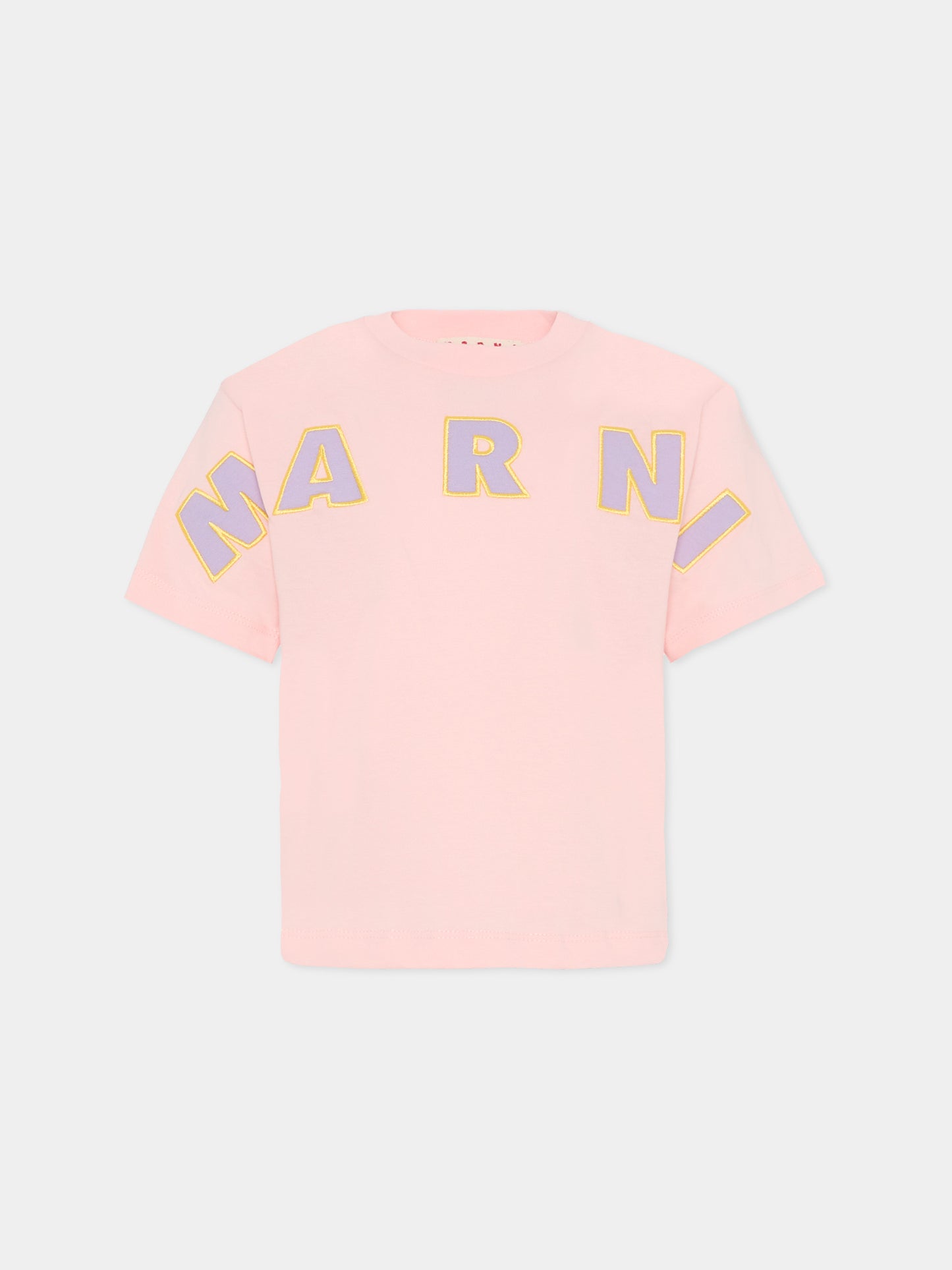 T-shirt rosa per bambina con logo,Marni Kids,M01733 M00RF 0M351