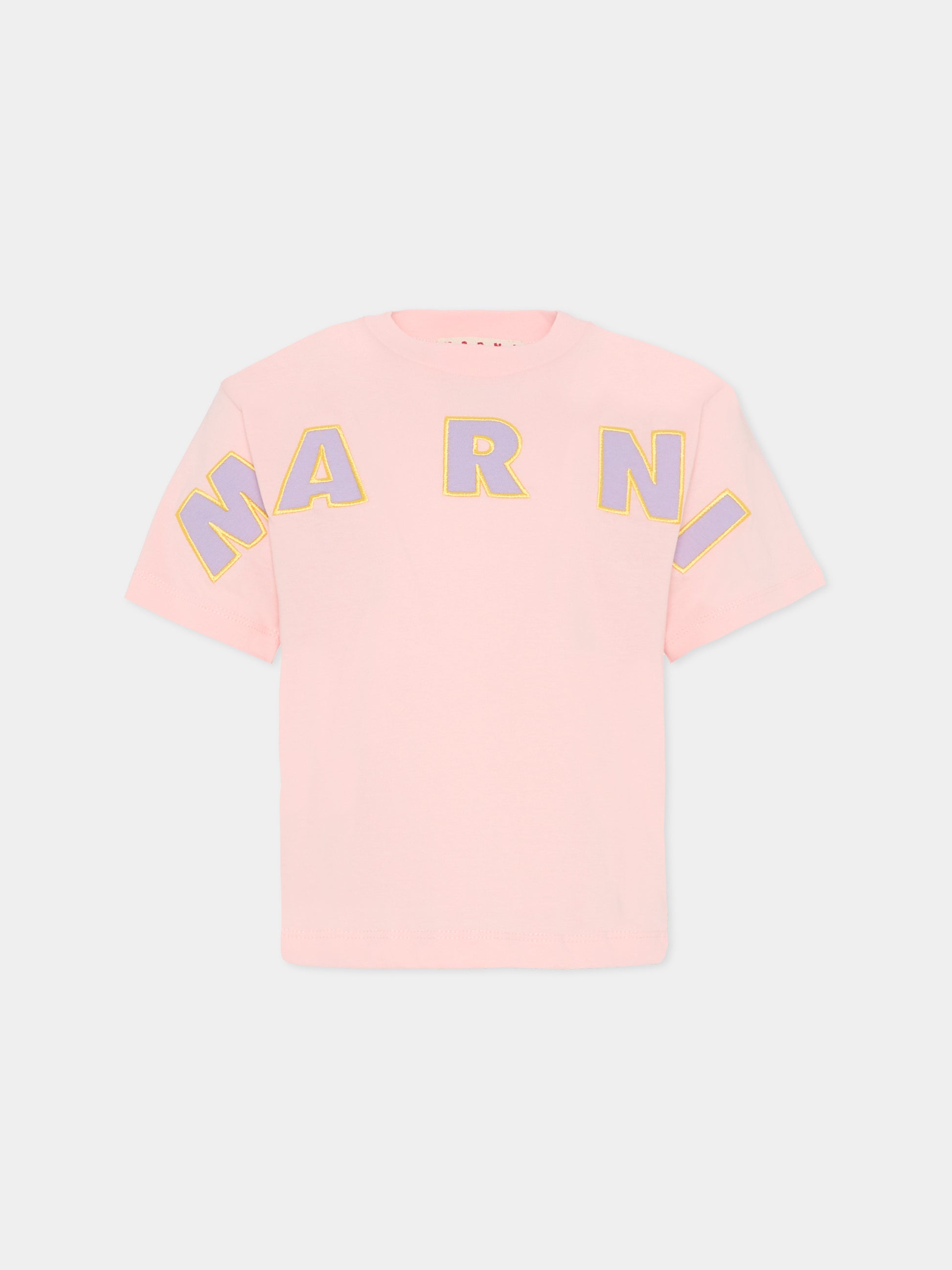 T-shirt rosa per bambina con logo,Marni Kids,M01733 M00RF 0M351