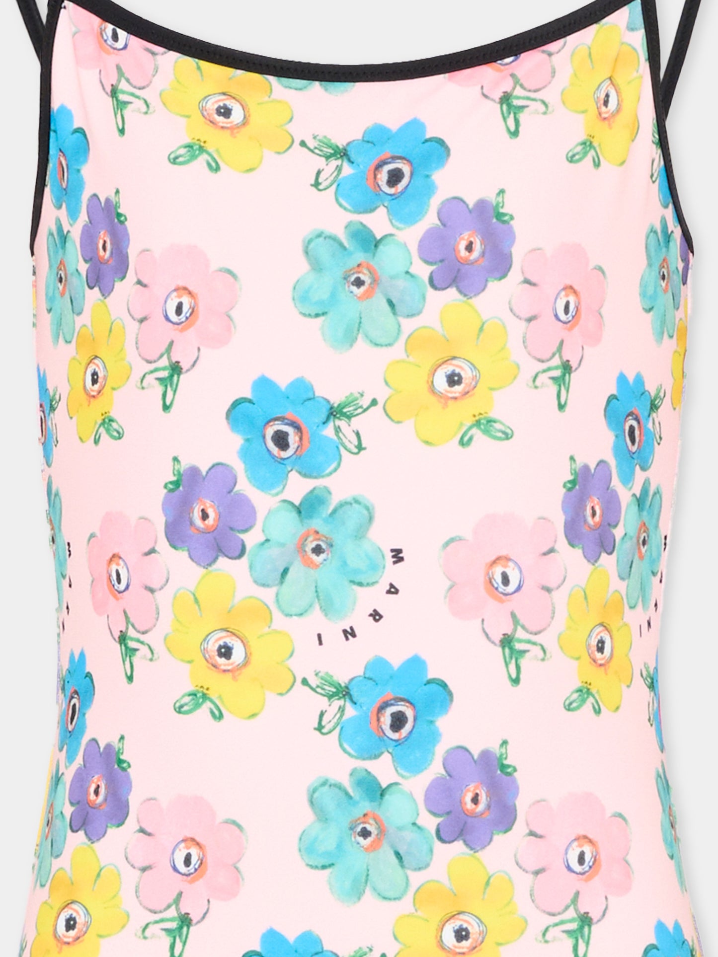 Costume intero rosa per bambina floreale,Marni Kids,M01760 M00WN 0M351