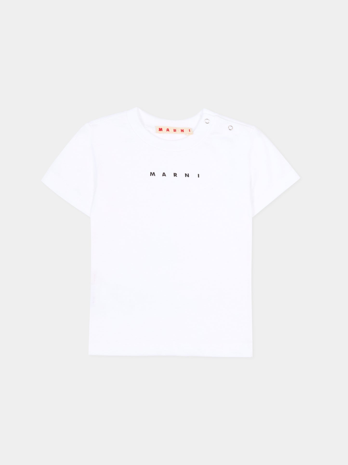 T-shirt bianca per neonati con logo,Marni Kids,M01785 M00RF 0M100