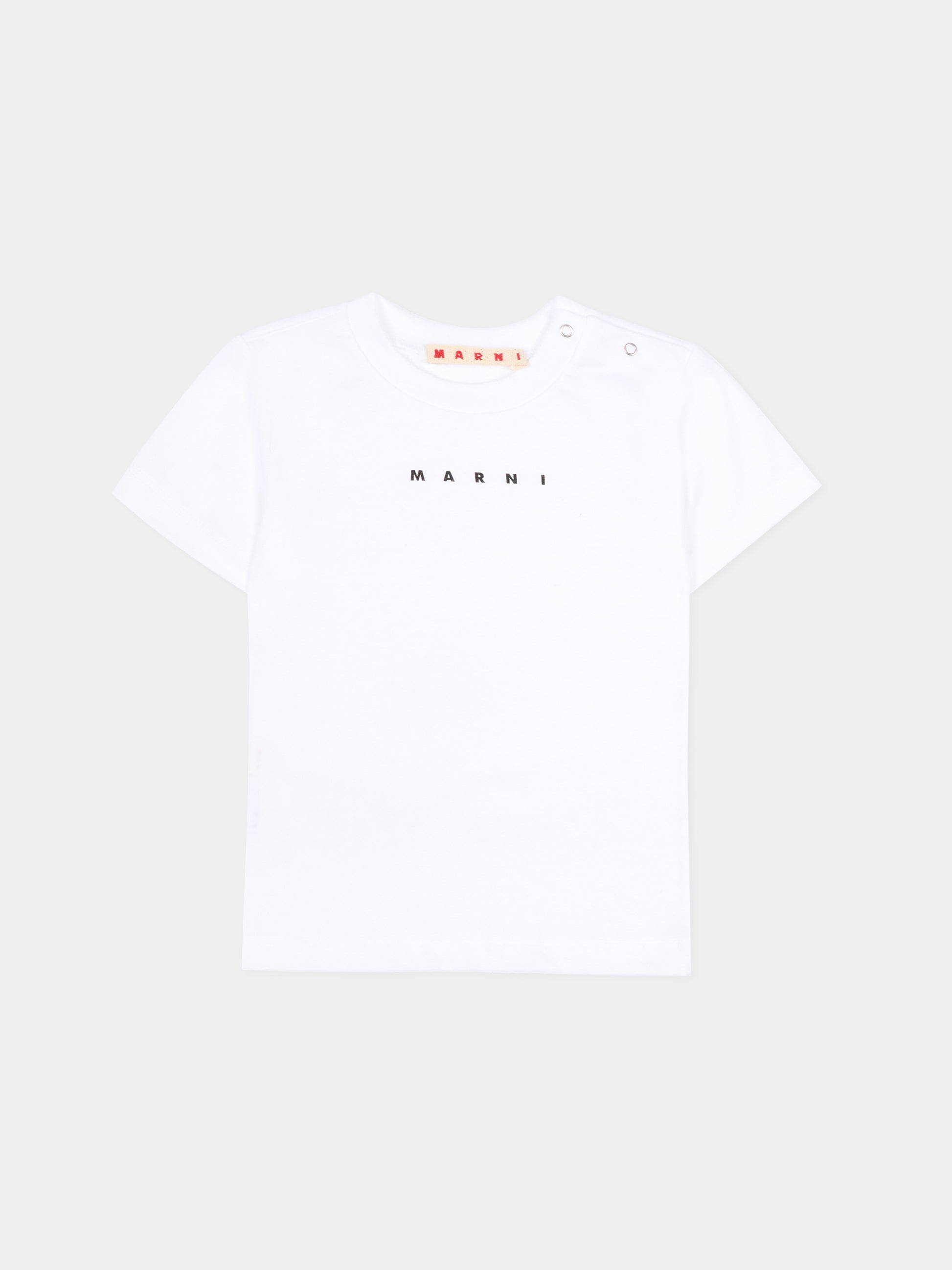 T-shirt bianca per neonati con logo,Marni Kids,M01785 M00RF 0M100