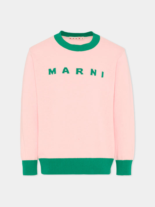 Maglione rosa per bambina con logo,Marni Kids,M01815 M00X2 0M351