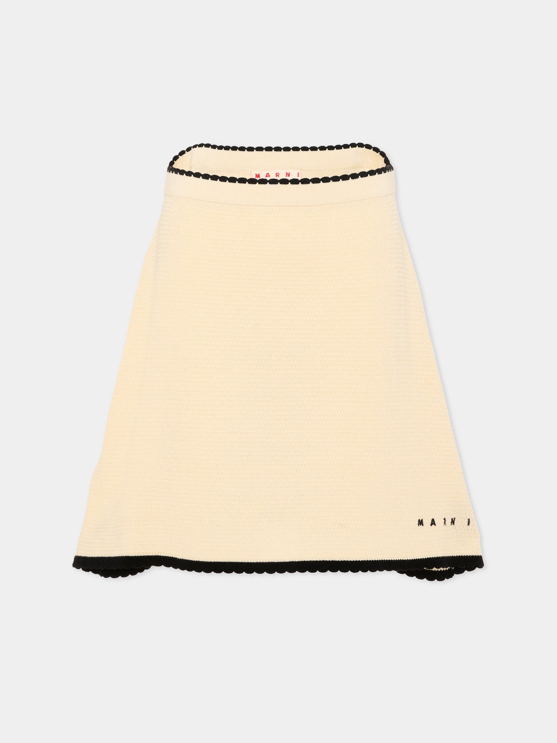 Gonna beige per bambina con profili neri,Marni Kids,M01816 M00WZ 0M115