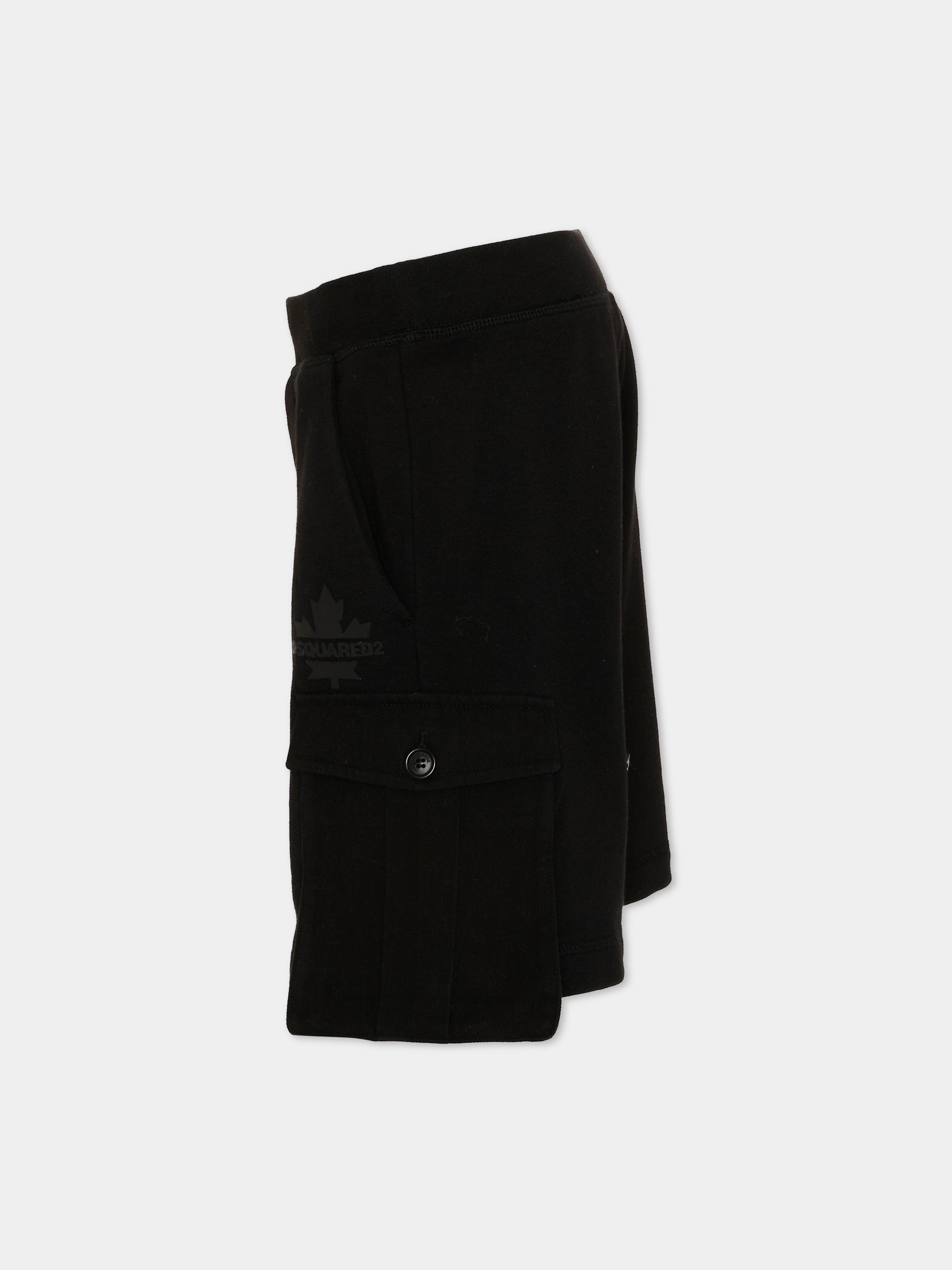 Shorts nero cargo per bambino con logo,Dsquared2,DQ2720 D0AC6 DQ900