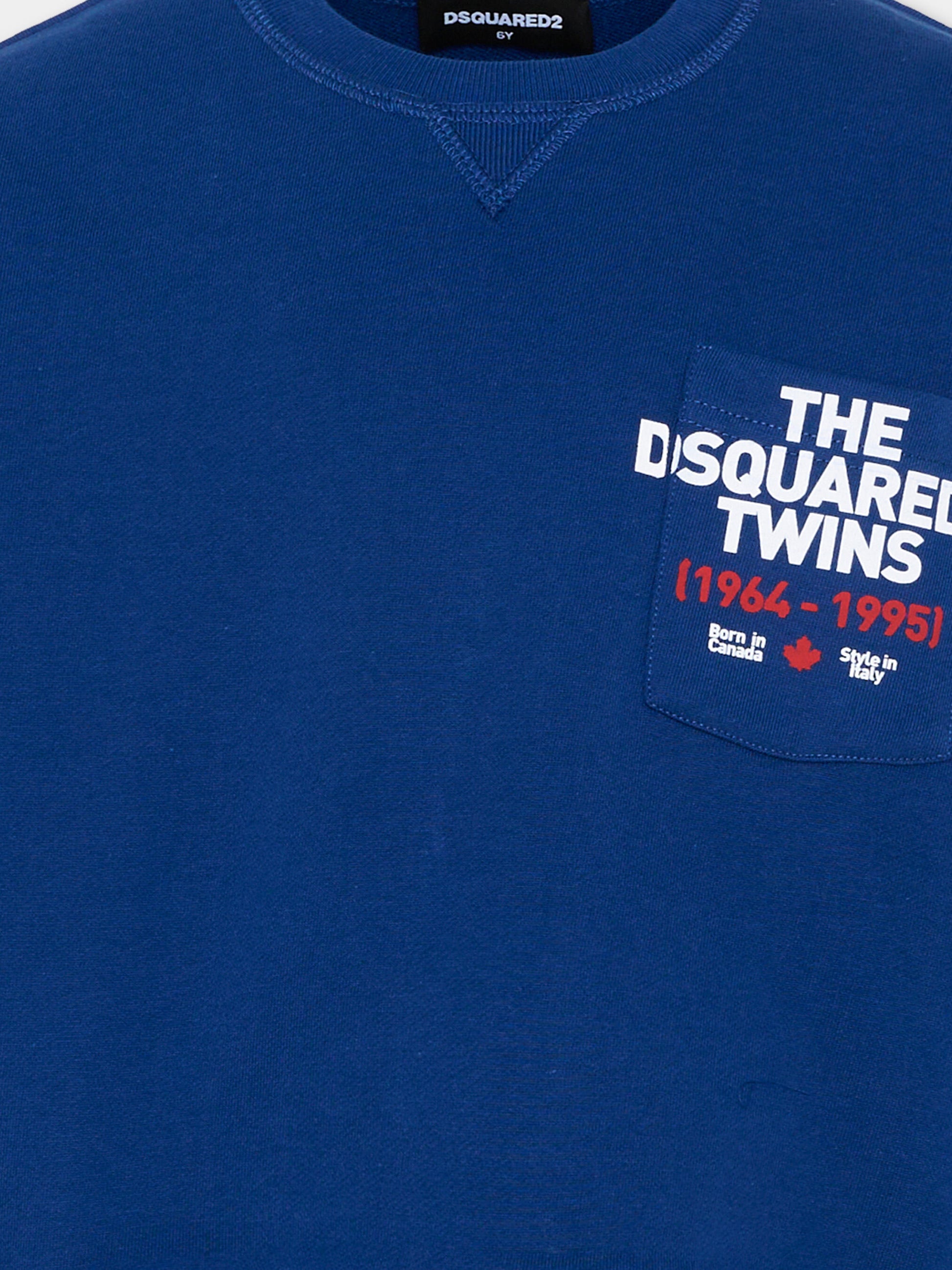 Felpa blu per bambino con logo,Dsquared2,DQ3185 D0094 DQ865
