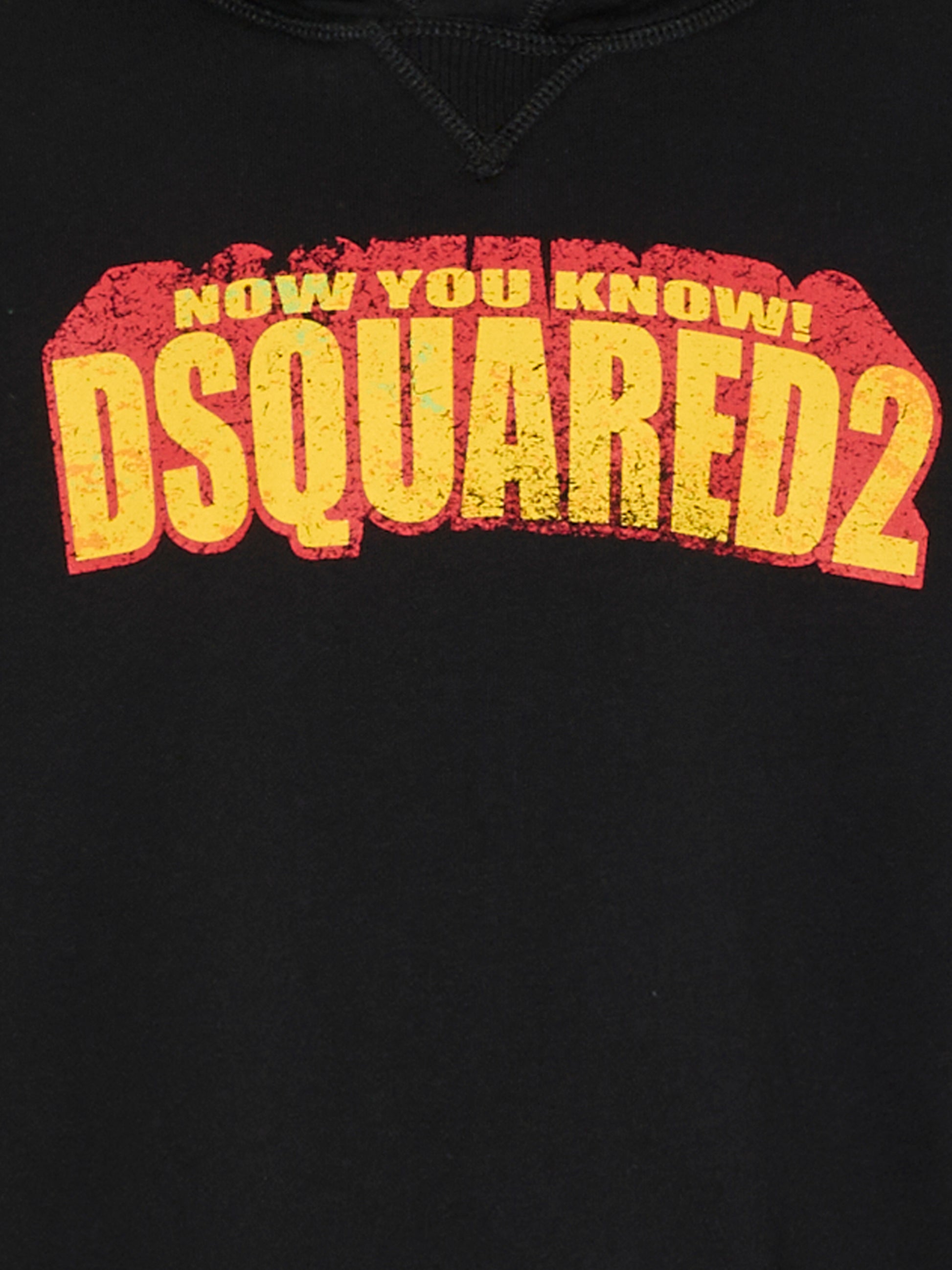 Felpa nera per bambino con logo,Dsquared2,DQ3186 D0ACC DQ900