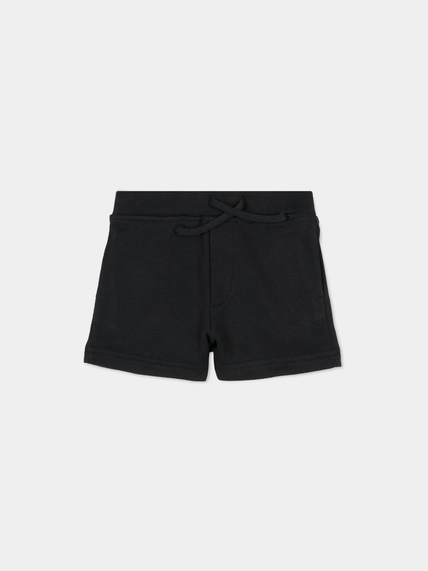 Shorts neri per neonato con logo e foglia d'acero,Dsquared2,DQ3280 D0AGW DQ900