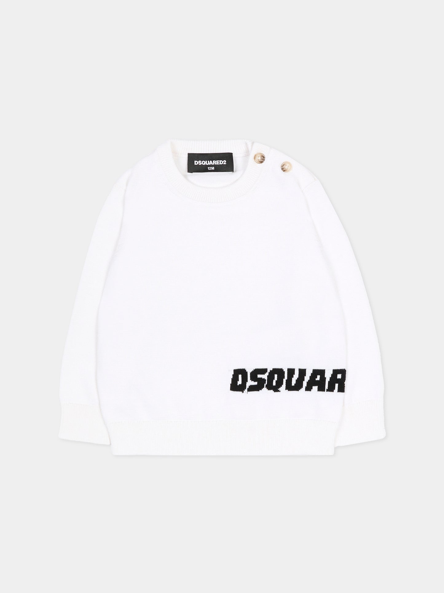 Maglione bianco per neonato con logo,Dsquared2,DQ3290 D0ACT DQ100