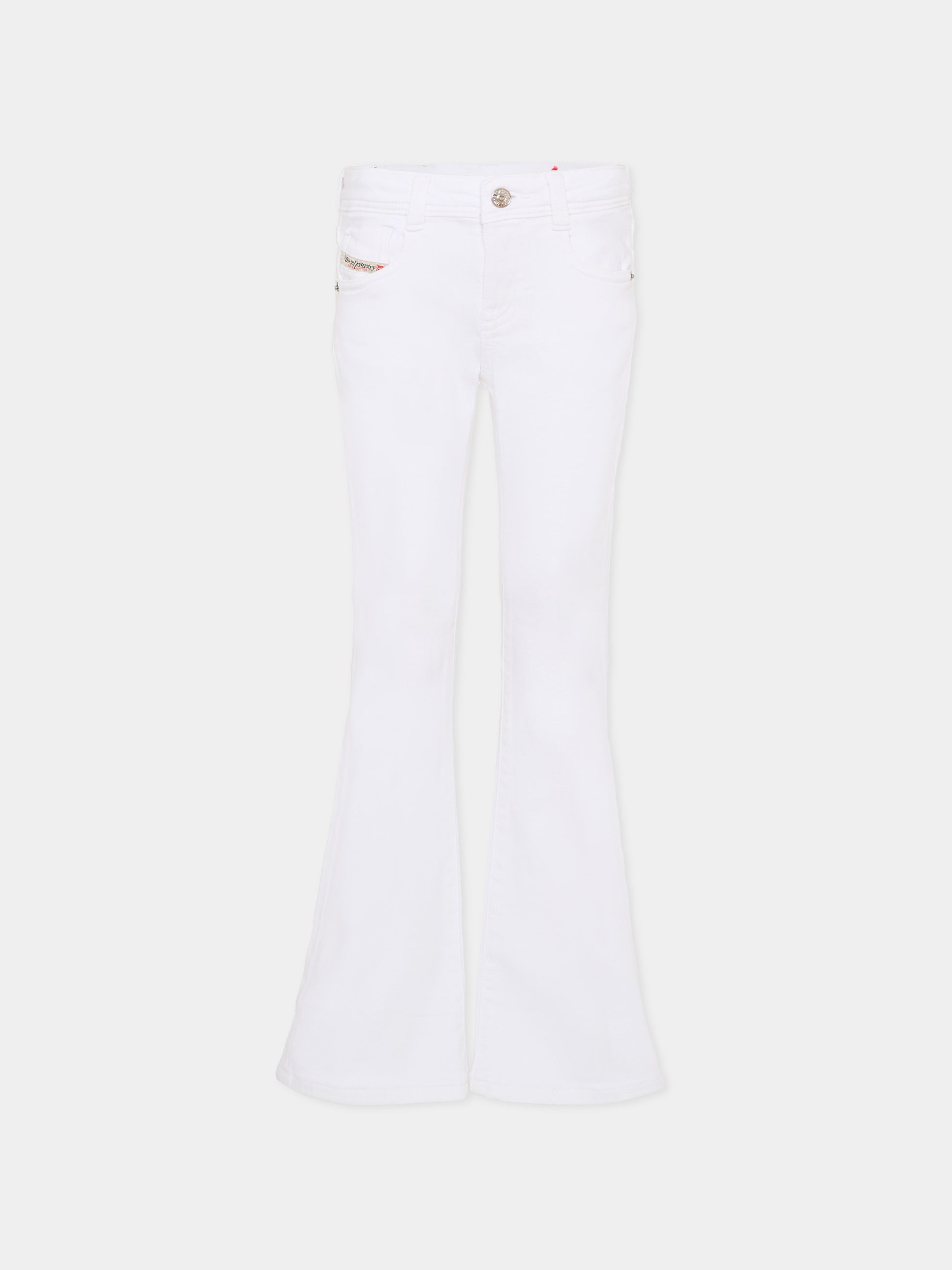 Jeans bianchi per bambina con logo,Diesel,J02341 KXBR6 K100