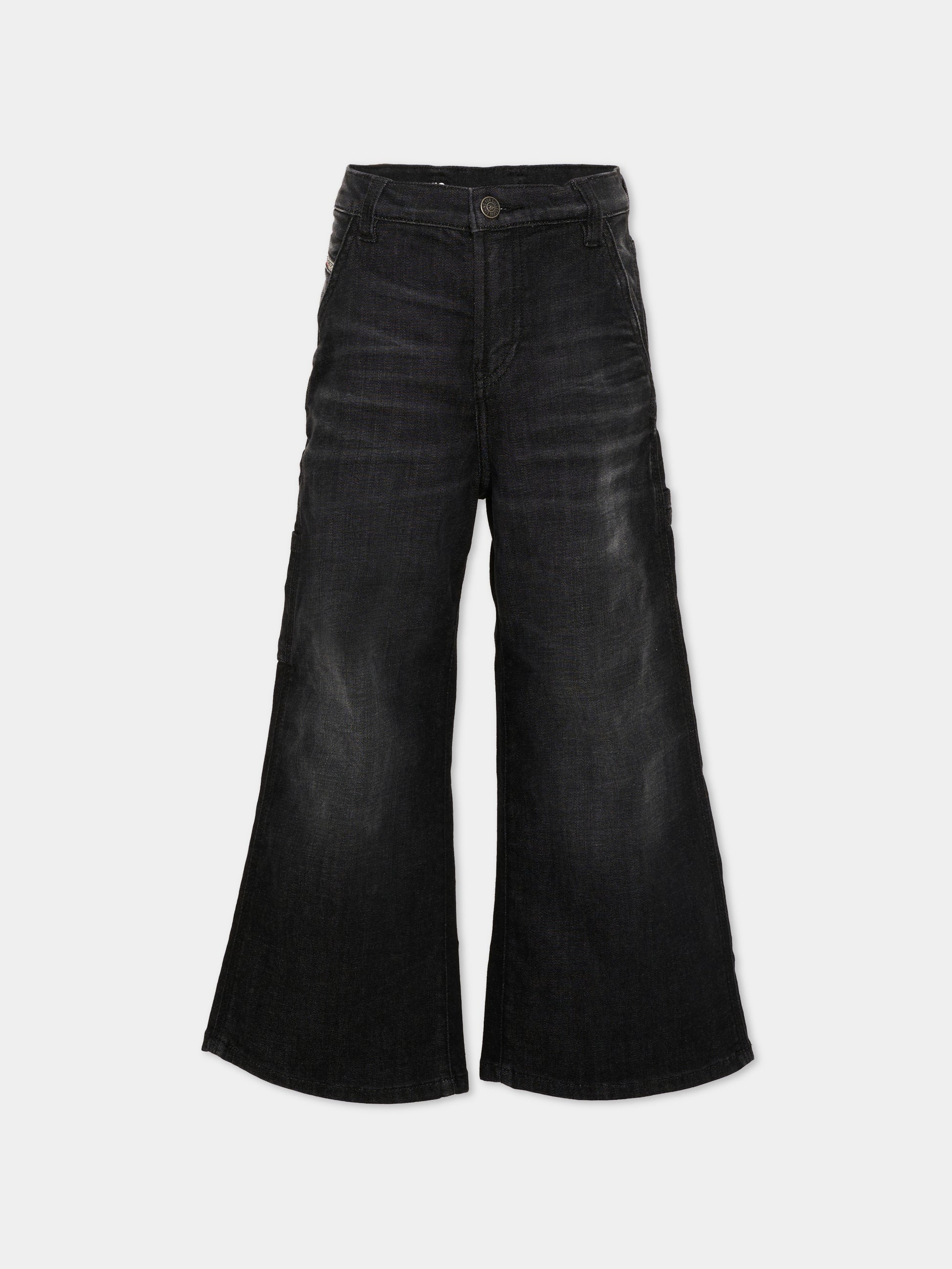 Jeans neri per bambina con logo,Diesel,J02349 KXBSK K02