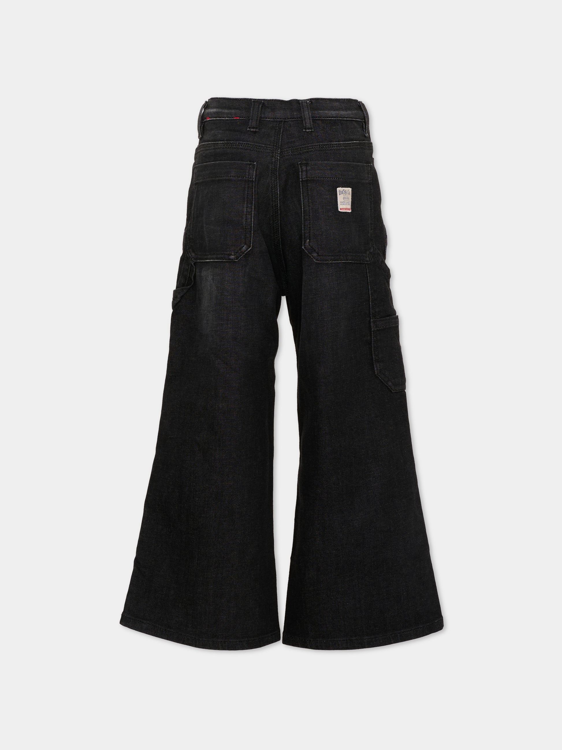 Jeans neri per bambina con logo,Diesel,J02349 KXBSK K02