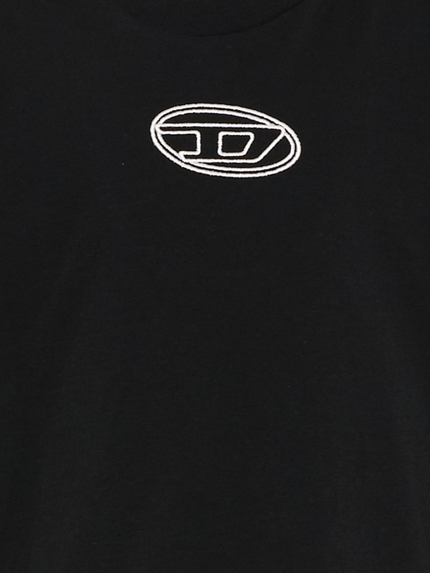 T-shirt crop nera per bambina con logo ricamato,Diesel,J02428 00YI9 K900